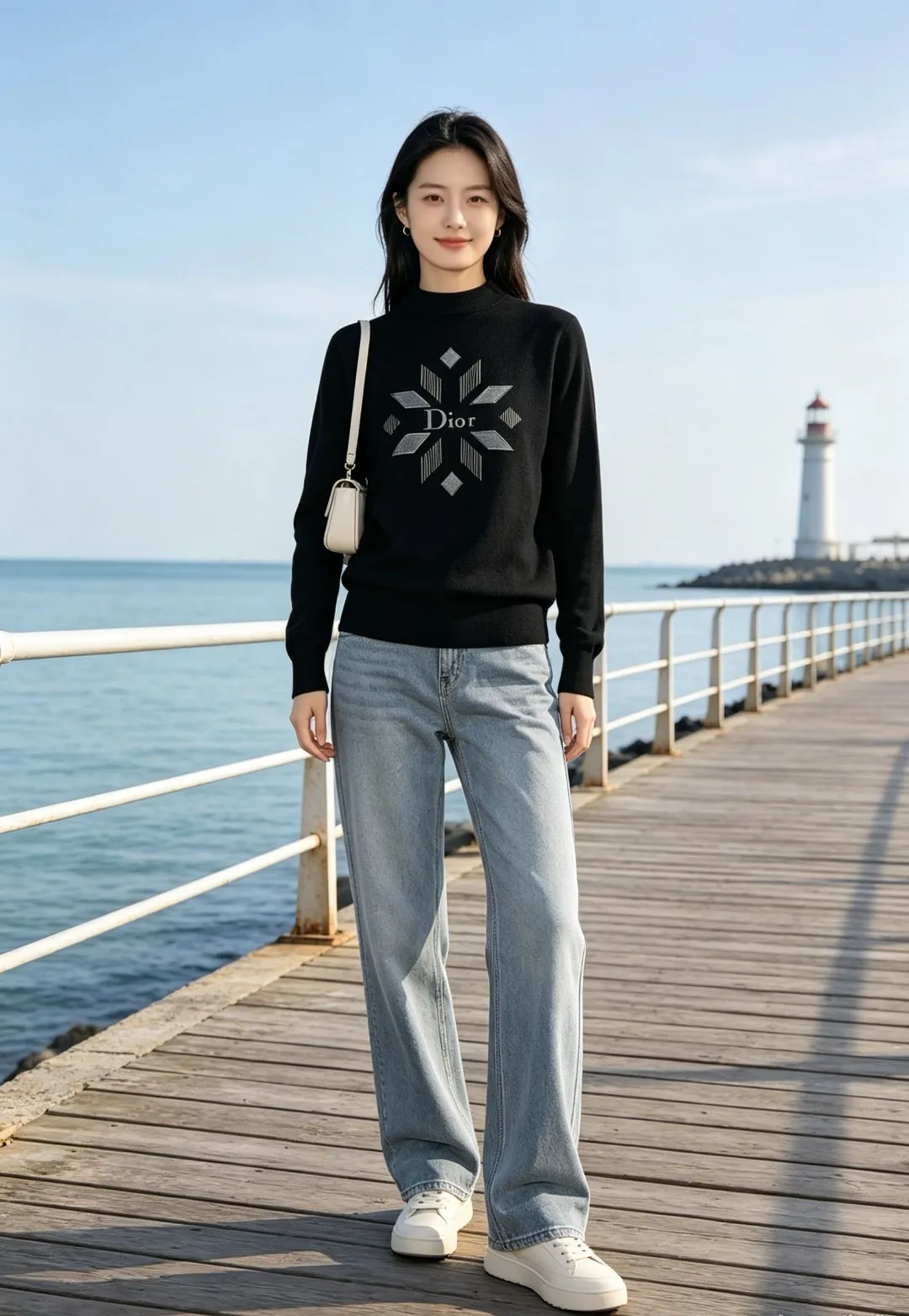 Dior/Dior diamond letter print crew neck sweater