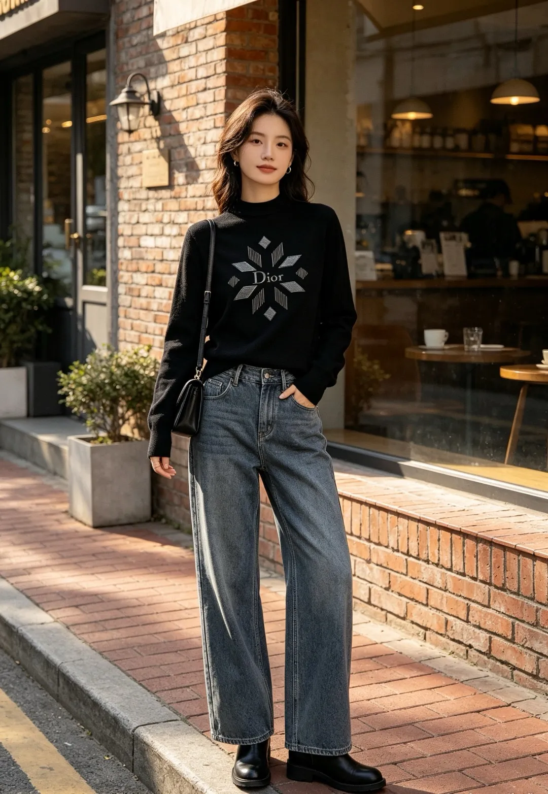 Dior/Dior diamond letter print crew neck sweater