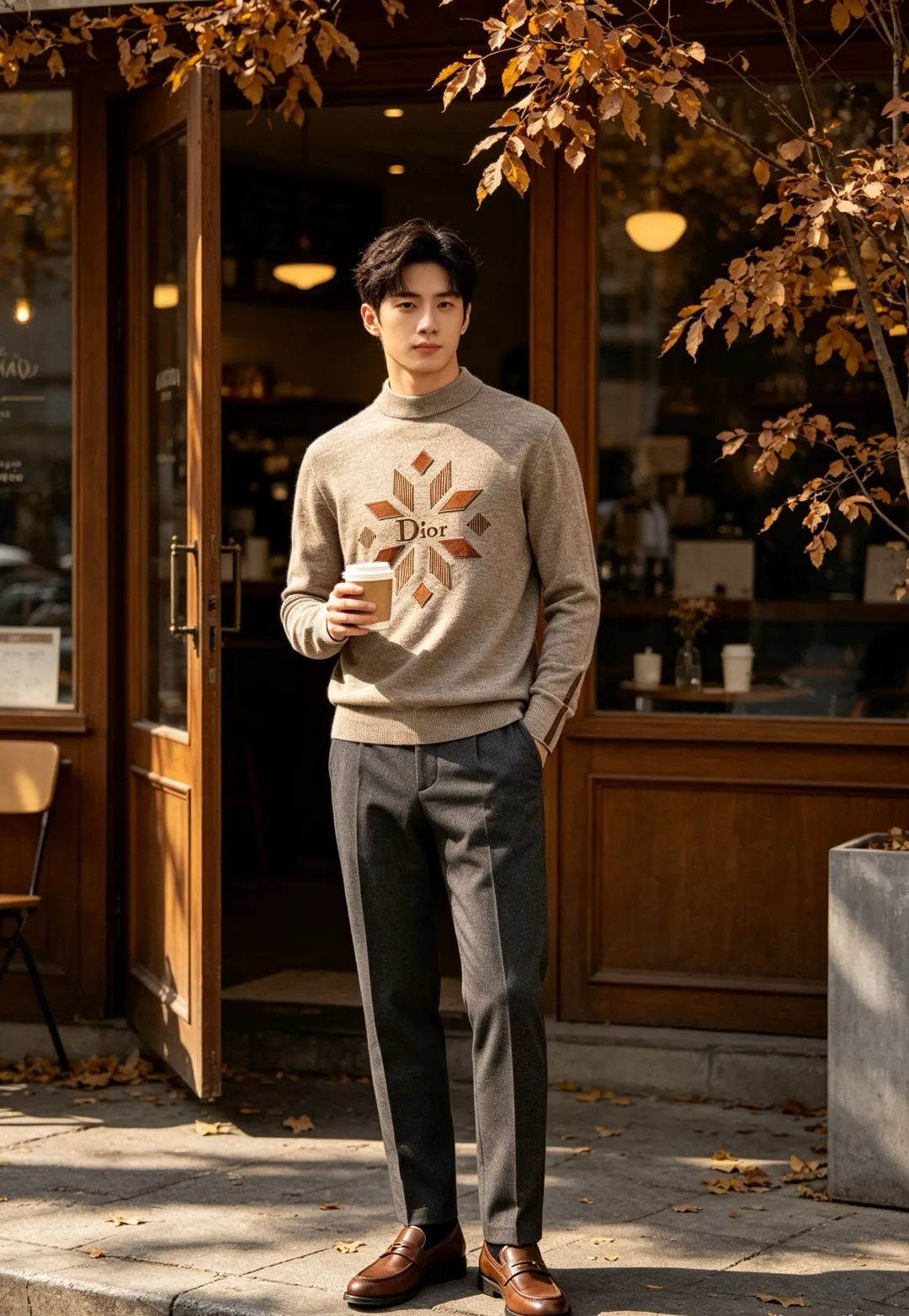 Dior/Dior diamond letter print crew neck sweater