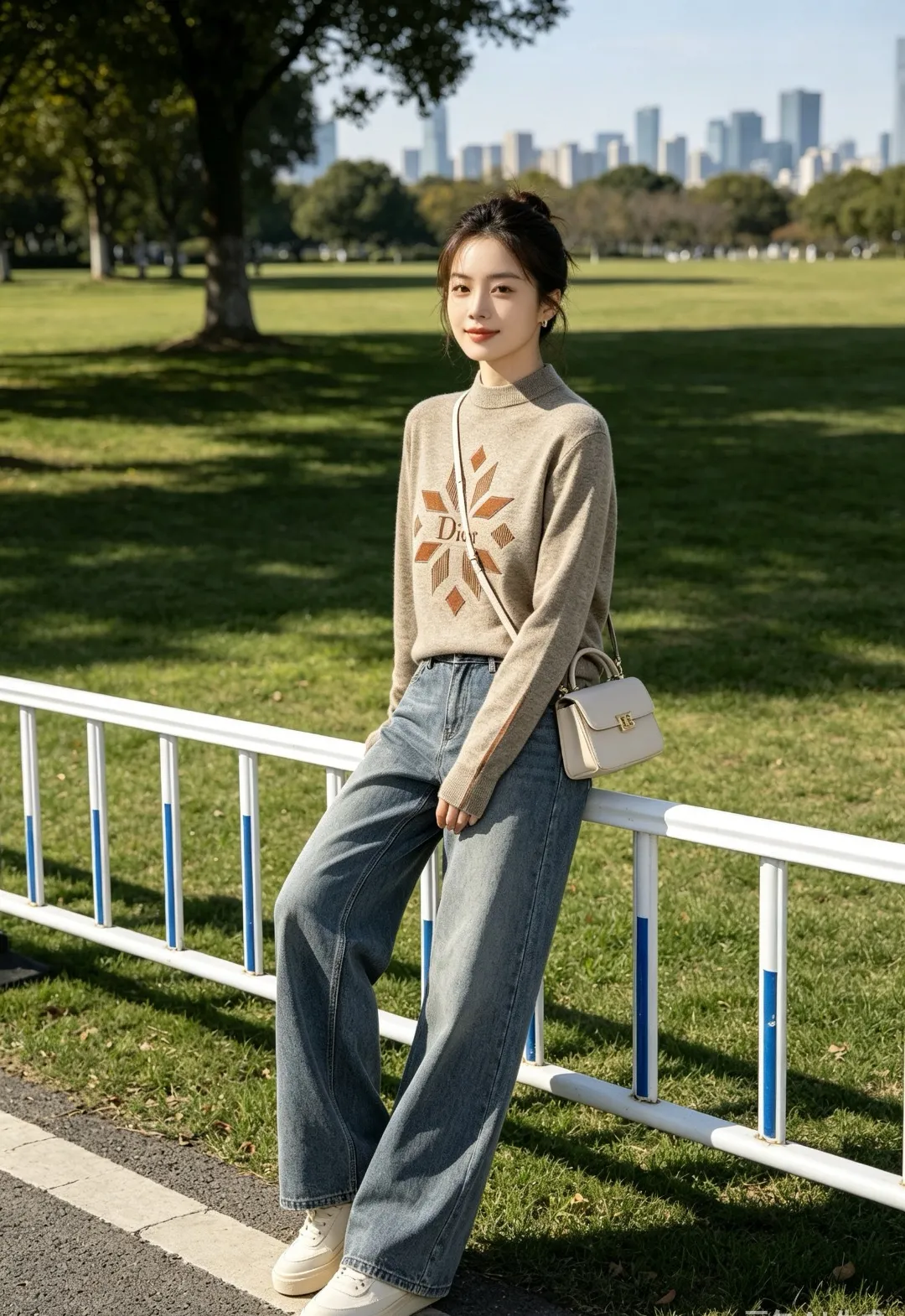 Dior/Dior diamond letter print crew neck sweater