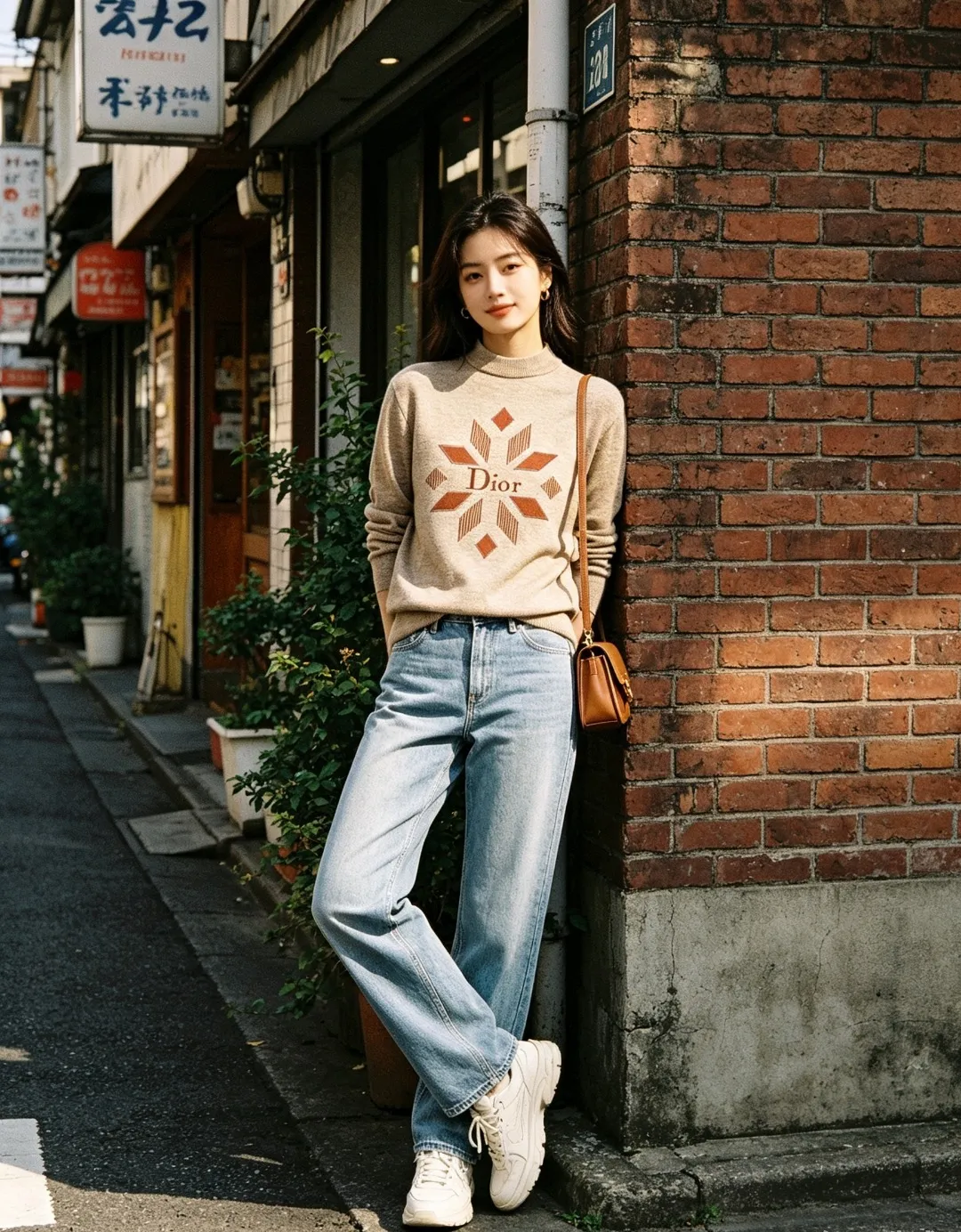 Dior/Dior diamond letter print crew neck sweater
