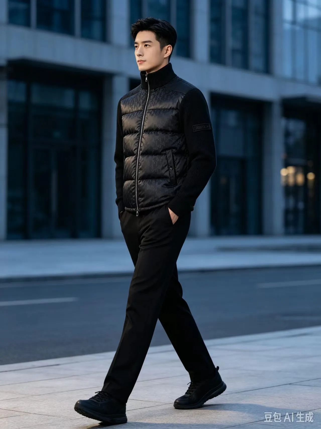 Dior/Dior jacquard full print knit patchwork down jacket