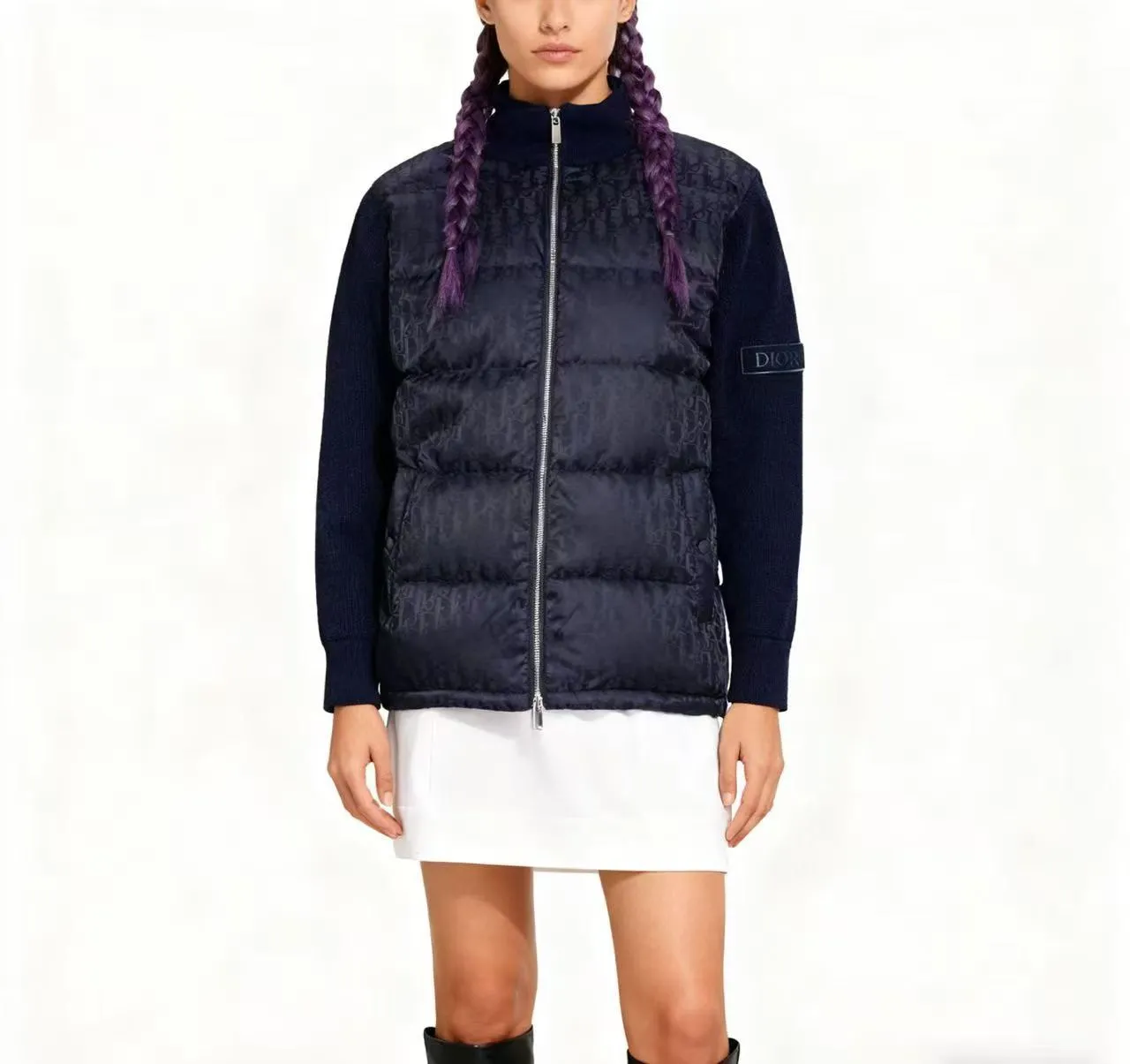 Dior/Dior jacquard full print knit patchwork down jacket