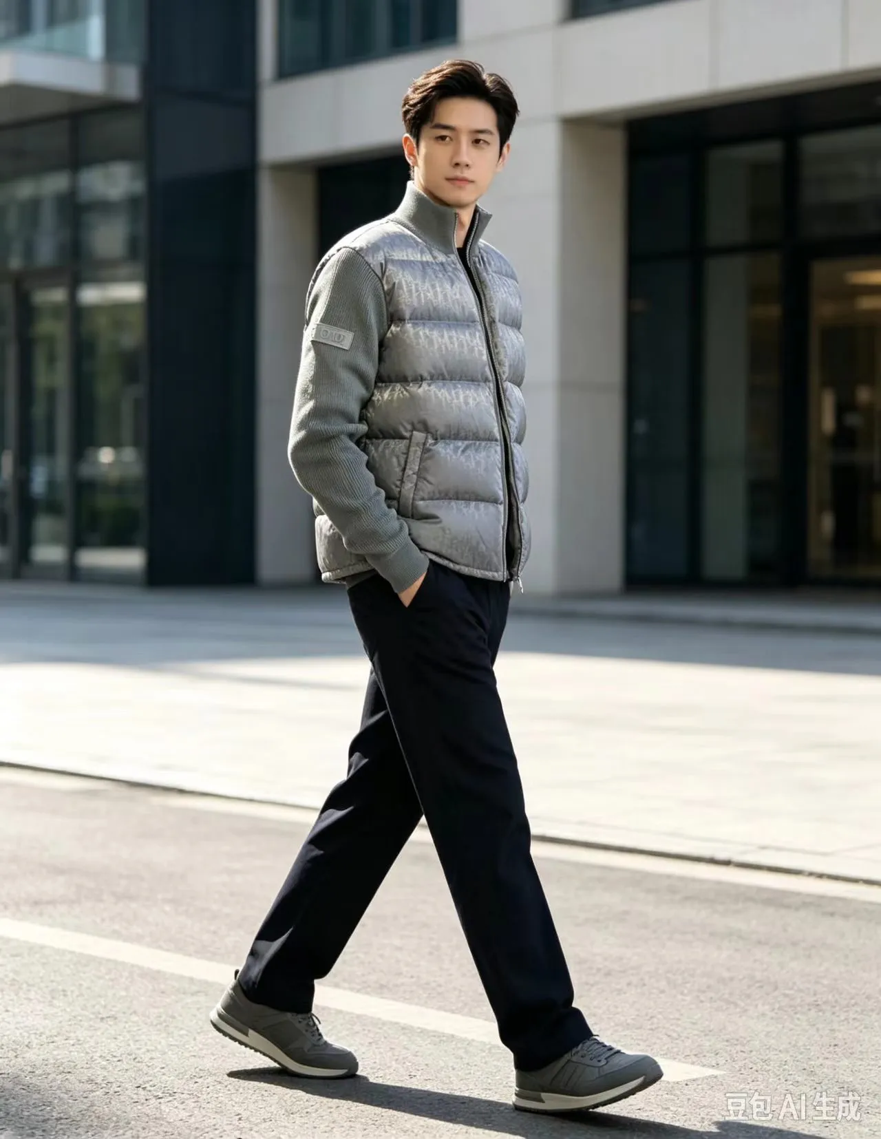 Dior/Dior jacquard full print knit patchwork down jacket