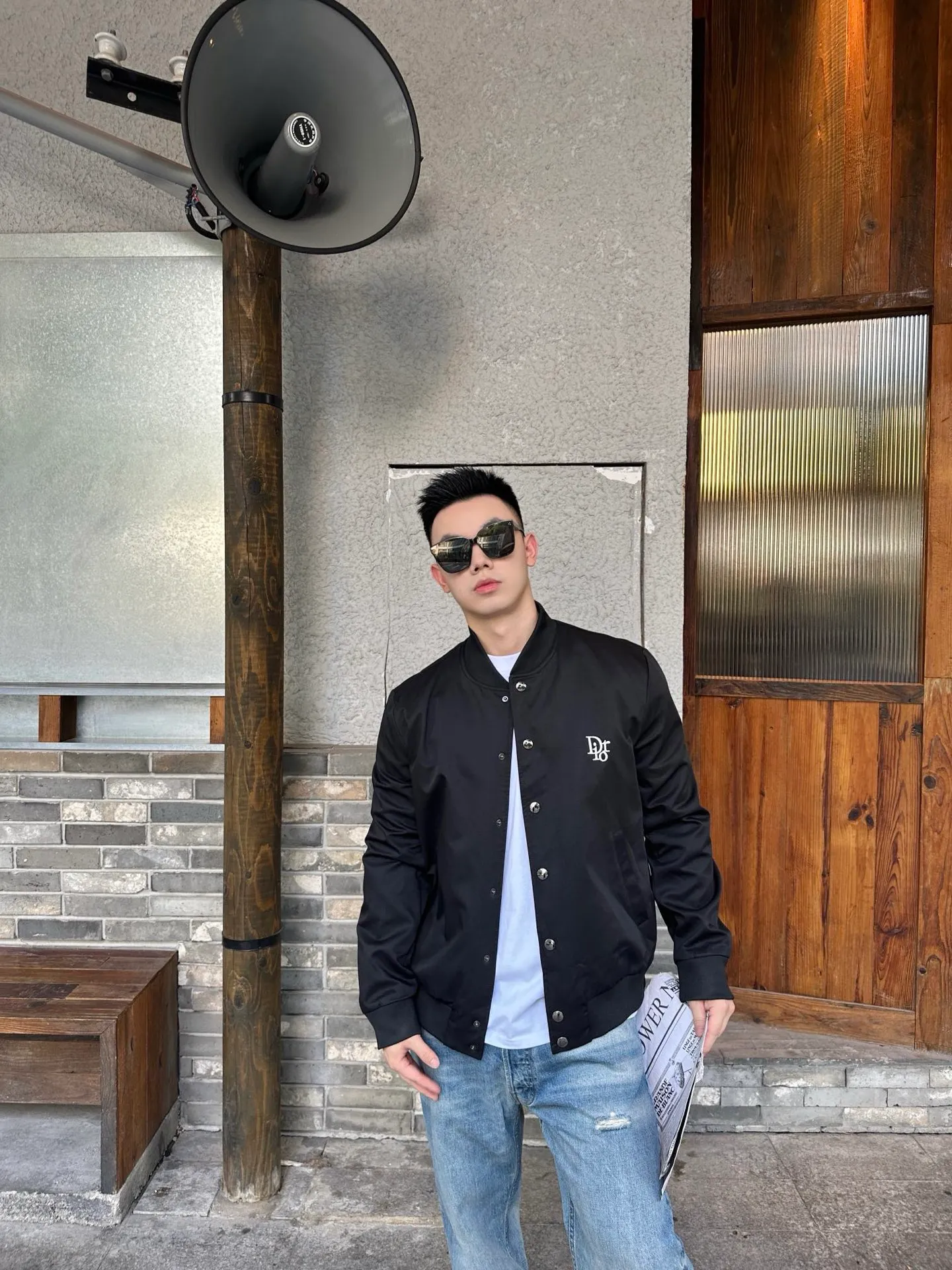 Dior/Dior Floral Embroidered Logo Baseball Jersey Jacket
