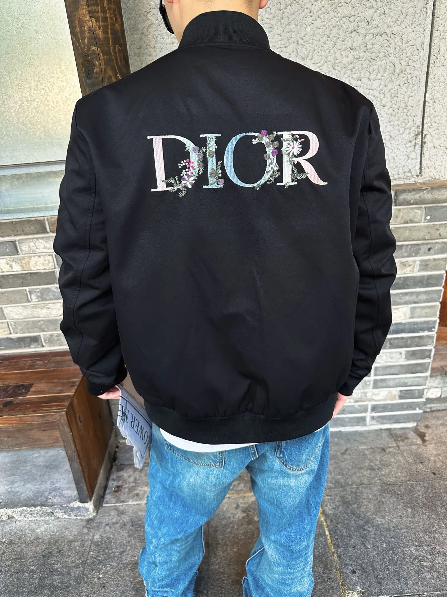 Dior/Dior Floral Embroidered Logo Baseball Jersey Jacket