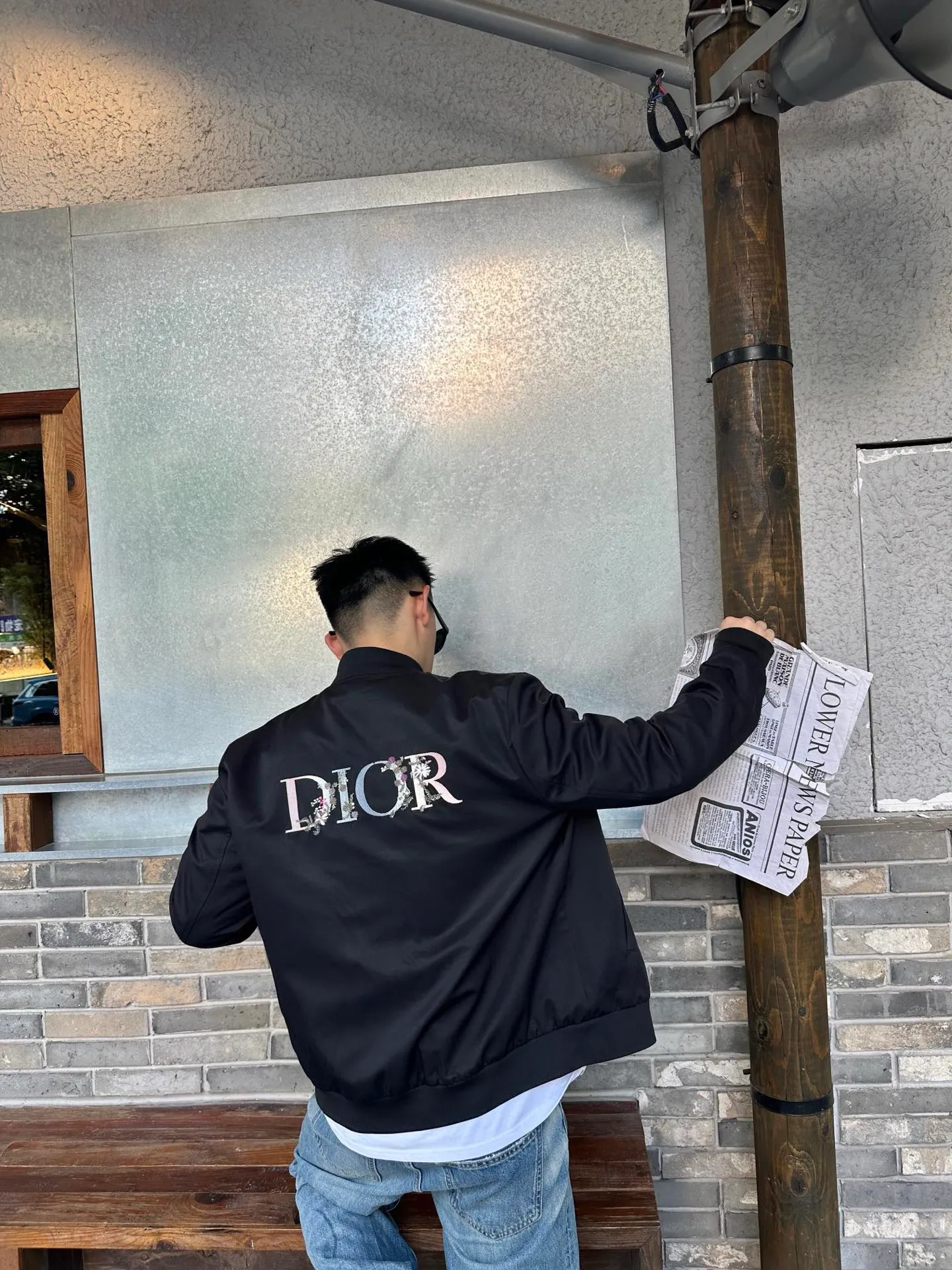 Dior/Dior Floral Embroidered Logo Baseball Jersey Jacket