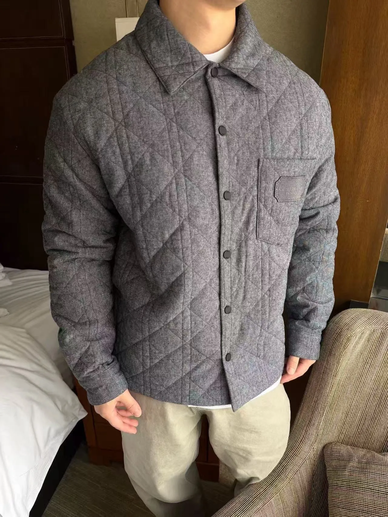 Dior/Dior leather patch rhombus cotton jacket