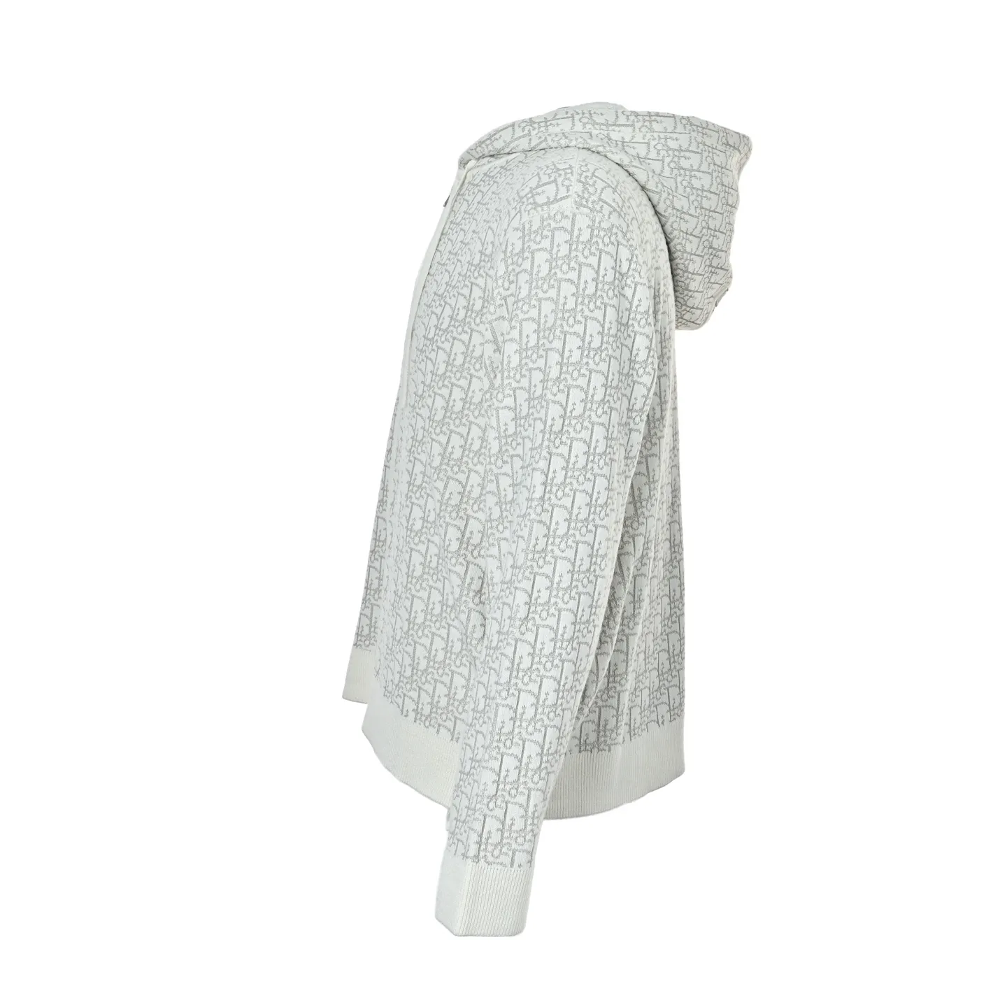 Dior Fully Printed Hooded Zipped Knitted Jacket