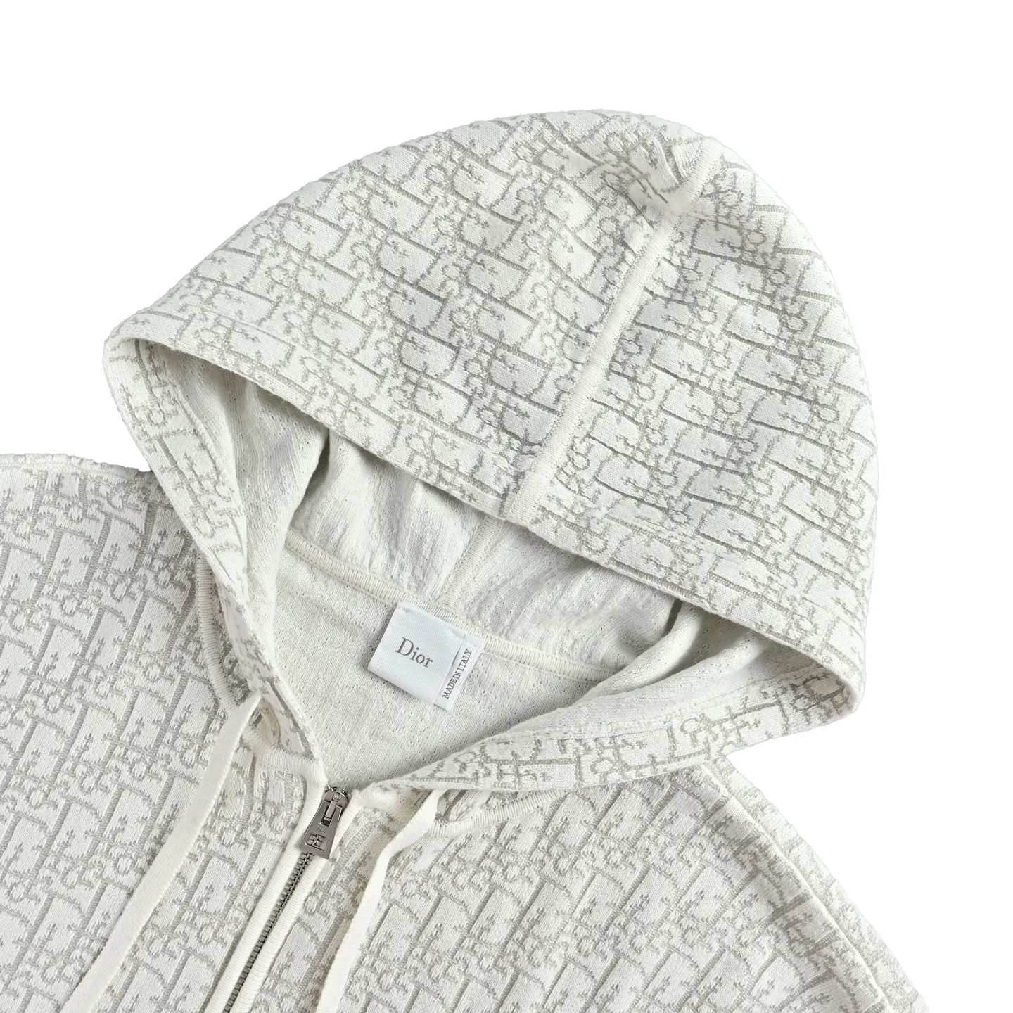 Dior Fully Printed Hooded Zipped Knitted Jacket