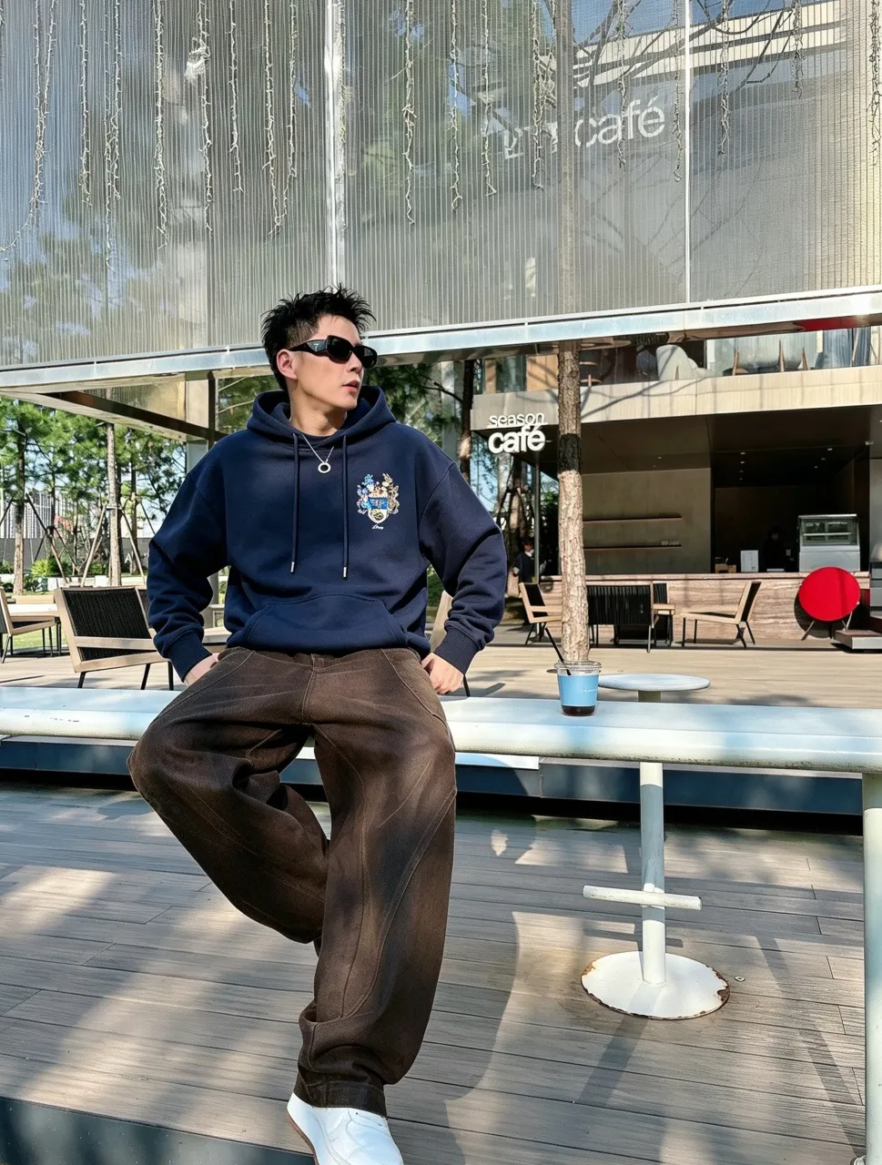 Dior/Dior Bee Logo Embroidered Hooded Sweatshirt