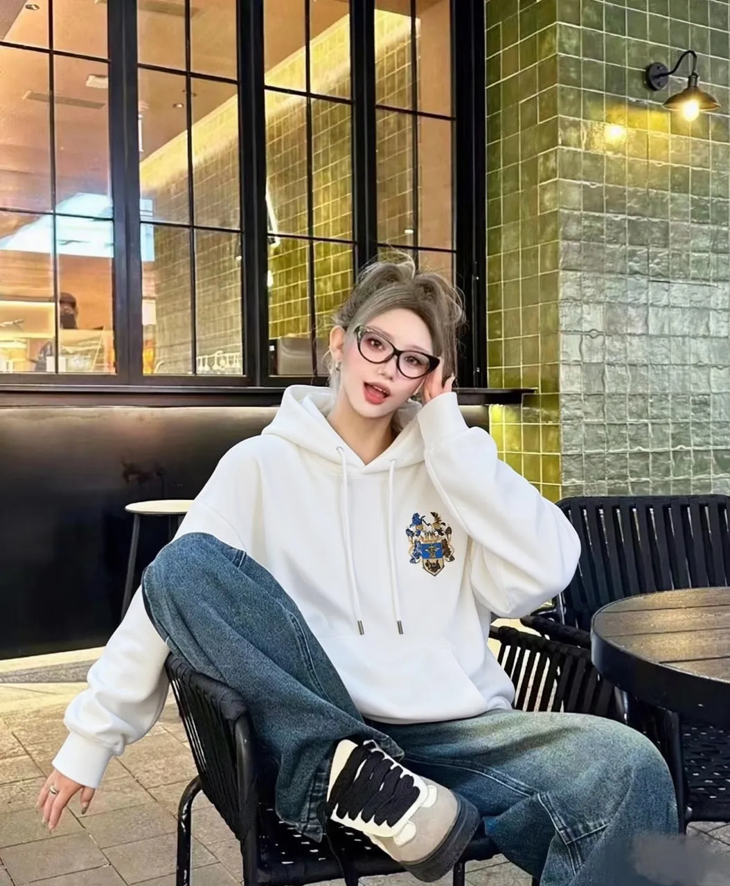 Dior/Dior Bee Logo Embroidered Hooded Sweatshirt
