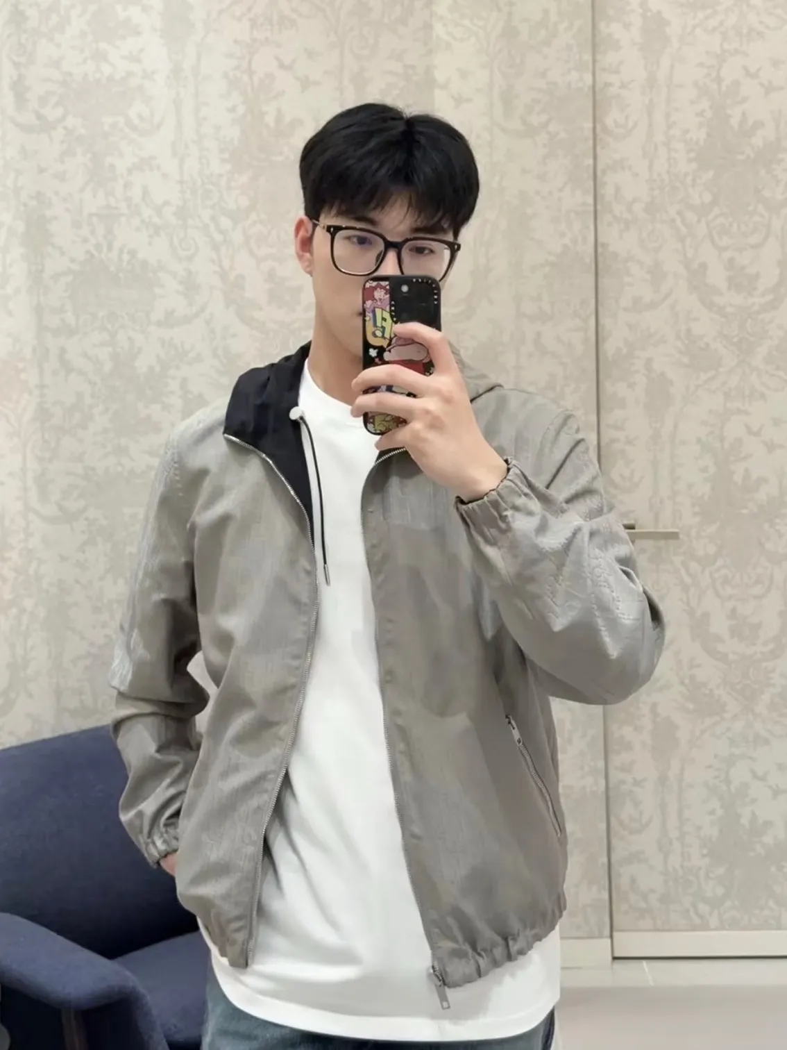 Dior/Dior reversible jacquard hooded jacket