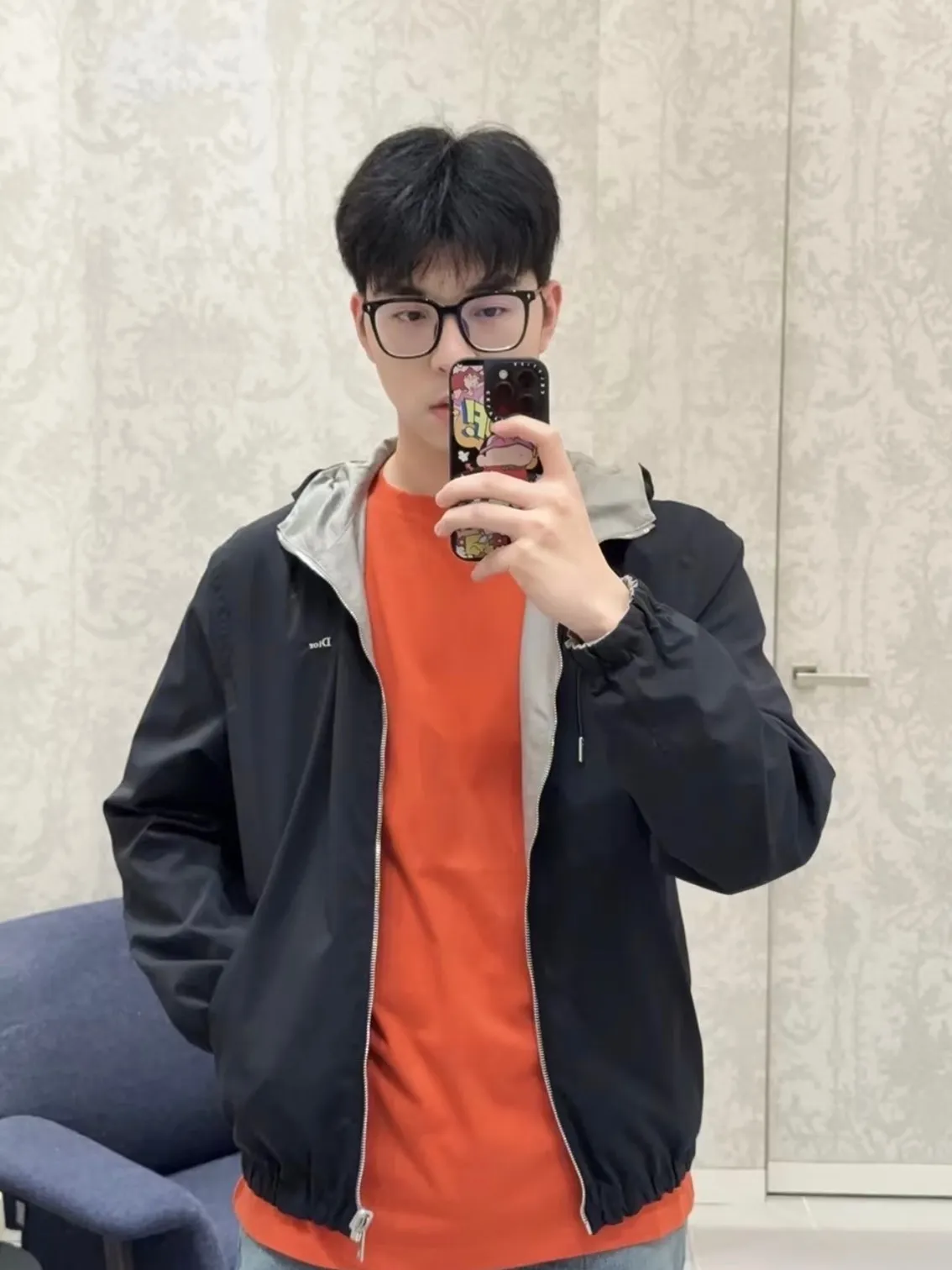 Dior/Dior reversible jacquard hooded jacket