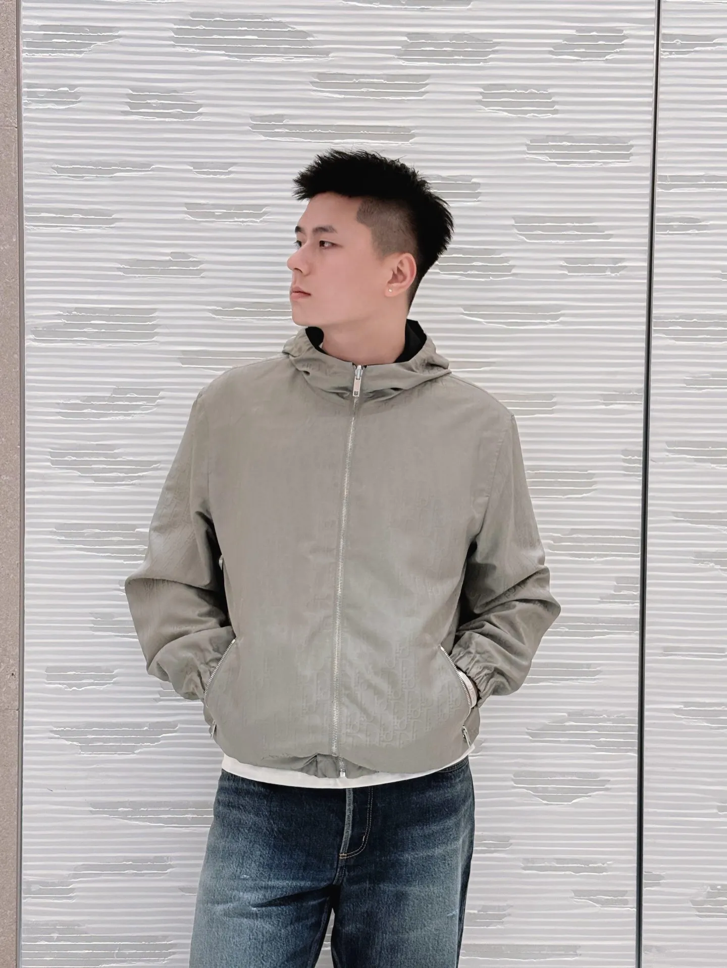 Dior/Dior reversible jacquard hooded jacket