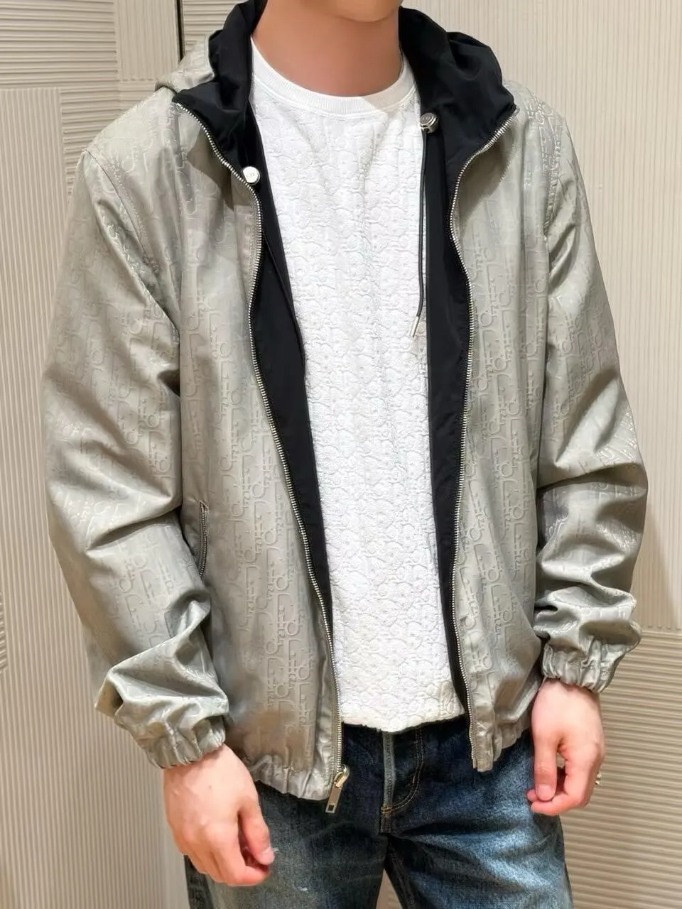 Dior/Dior reversible jacquard hooded jacket