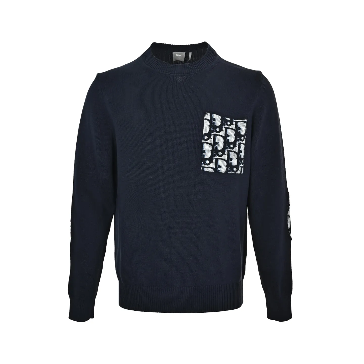Dior/Dior pockets full print jacquard cotton knit crewneck sweater