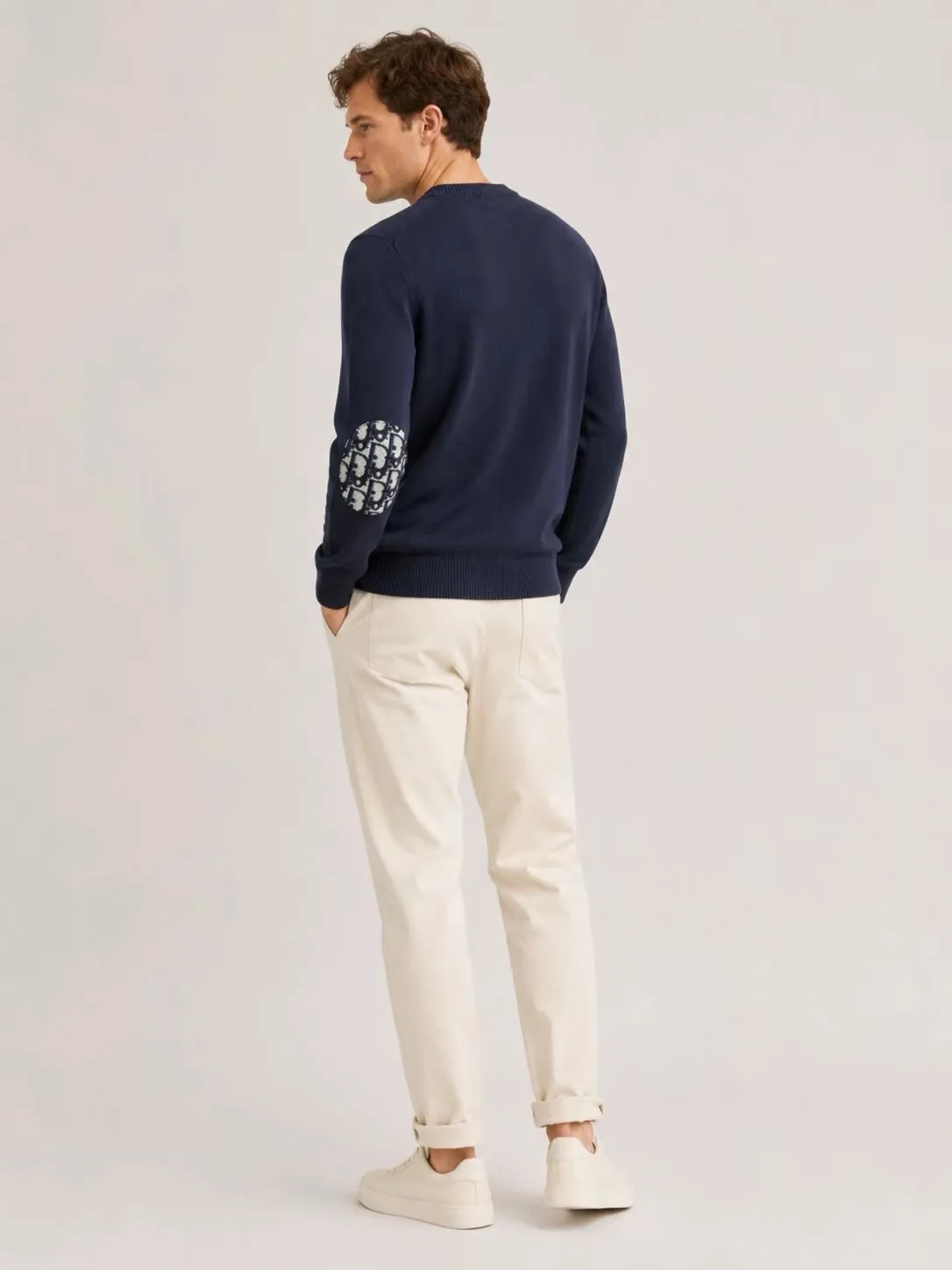 Dior/Dior pockets full print jacquard cotton knit crewneck sweater