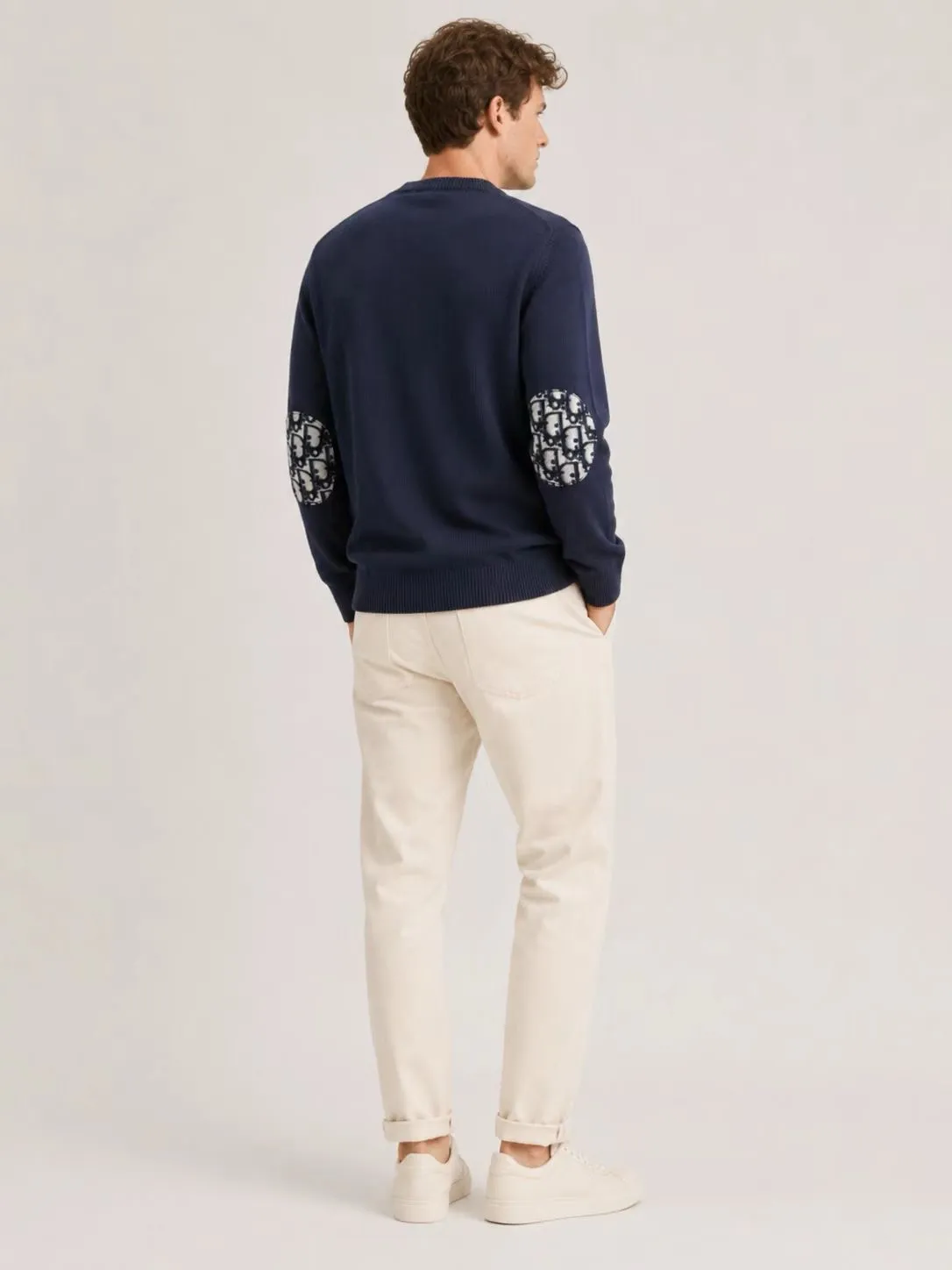 Dior/Dior pockets full print jacquard cotton knit crewneck sweater