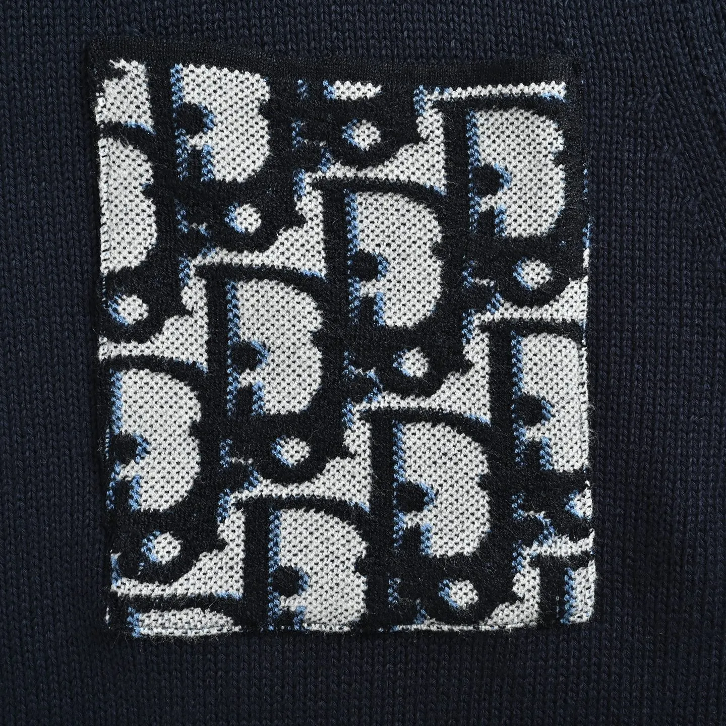 Dior/Dior pockets full print jacquard cotton knit crewneck sweater