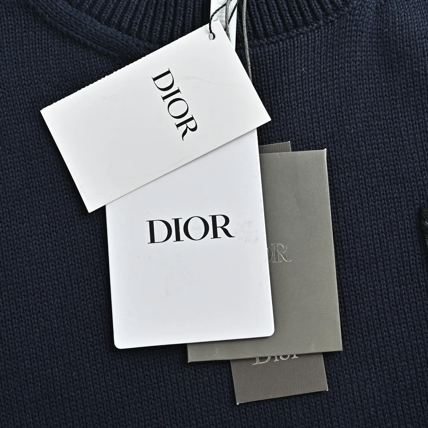 Dior/Dior pockets full print jacquard cotton knit crewneck sweater