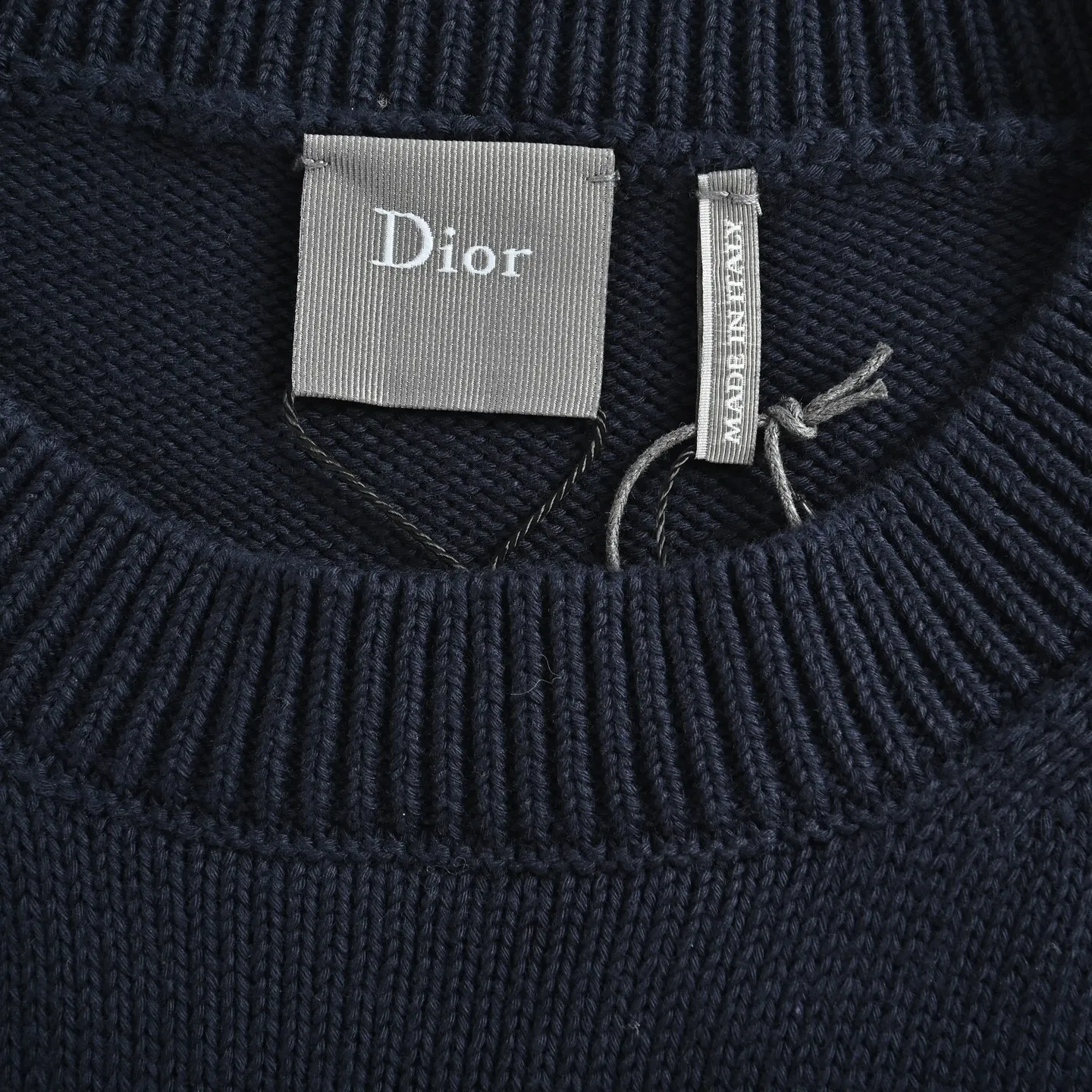 Dior/Dior pockets full print jacquard cotton knit crewneck sweater