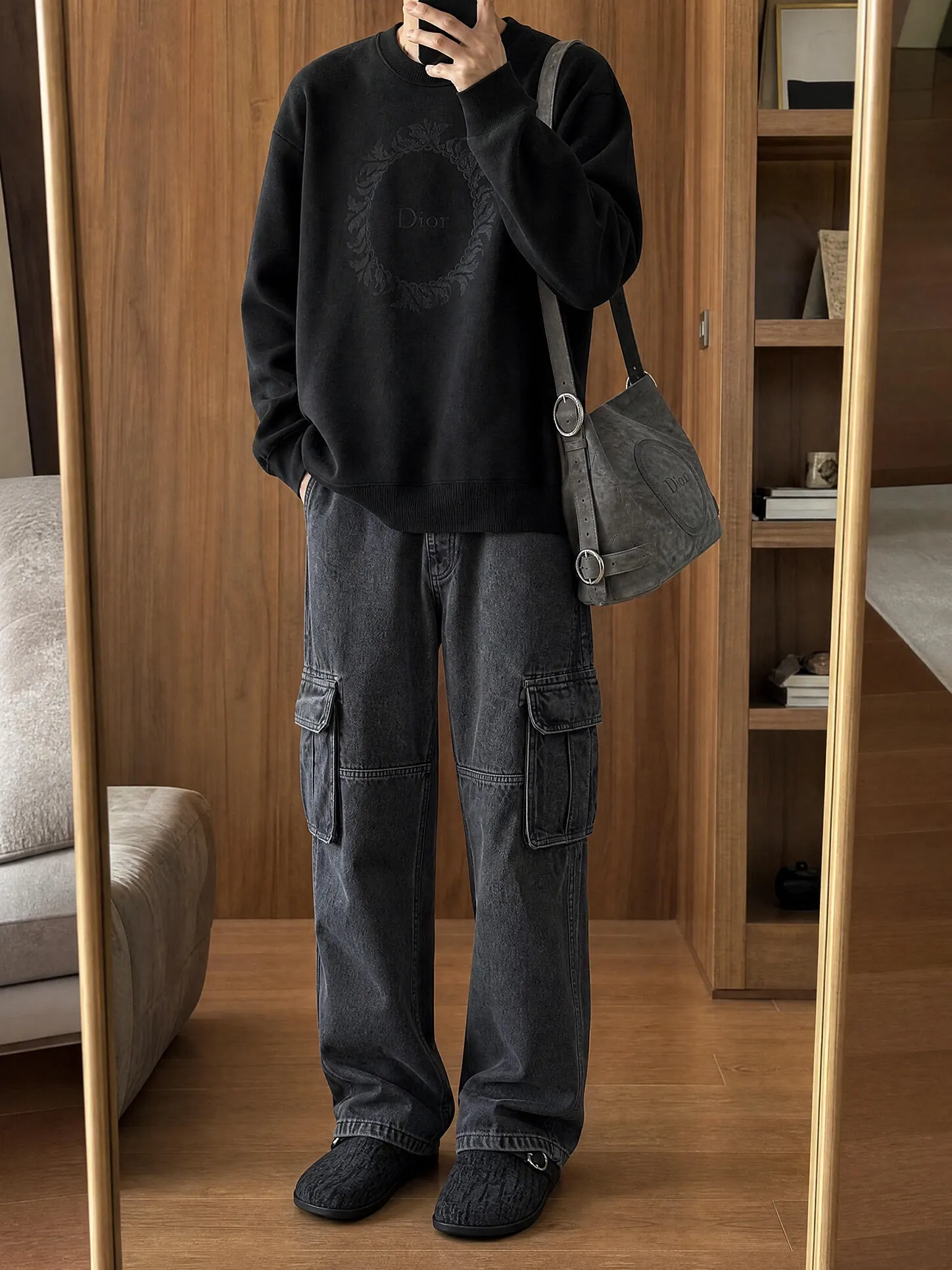 Dior/Dior Medaillon Round Sign Embroidered Crew Neck Sweatshirt