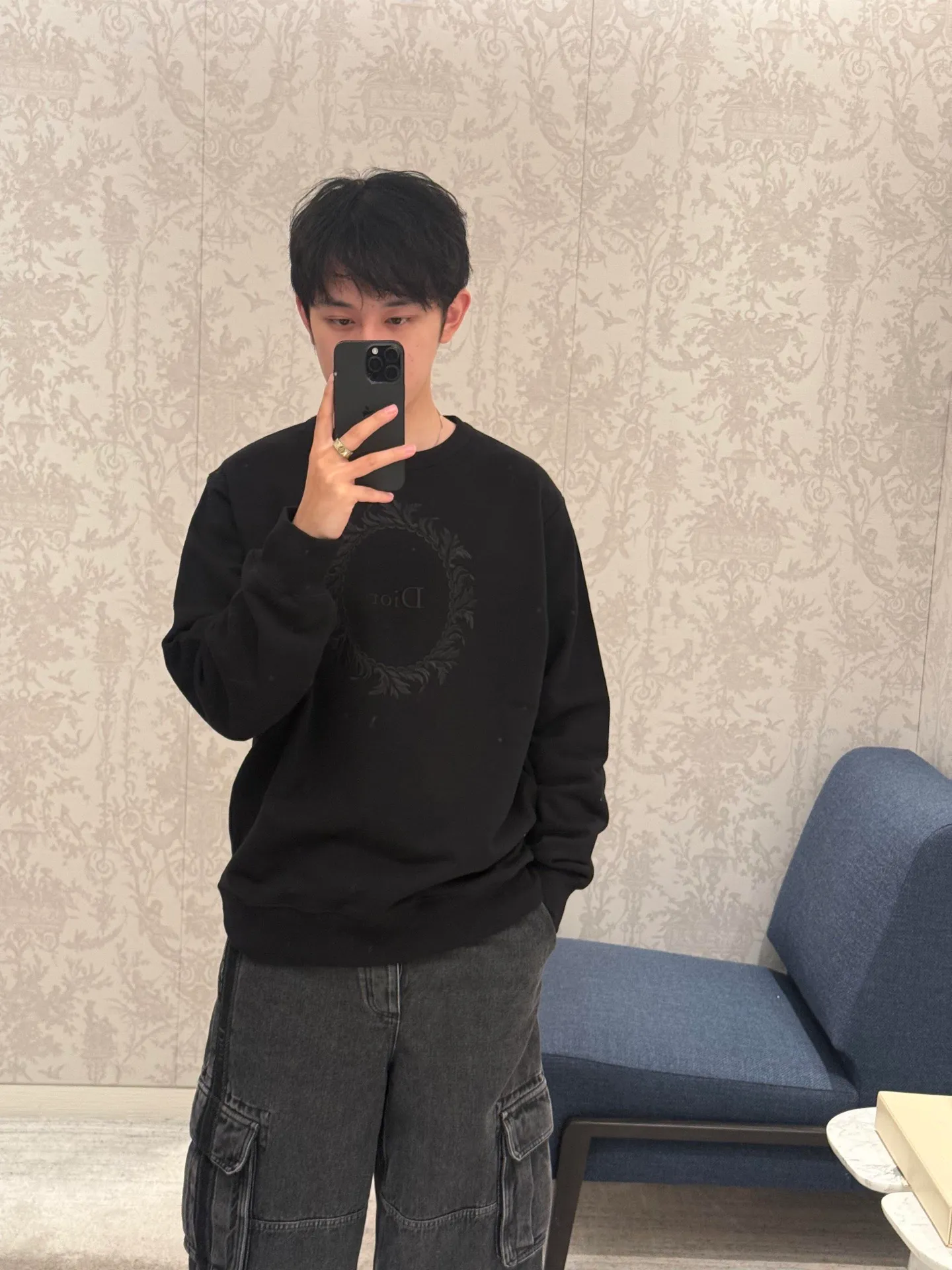 Dior/Dior Medaillon Round Sign Embroidered Crew Neck Sweatshirt
