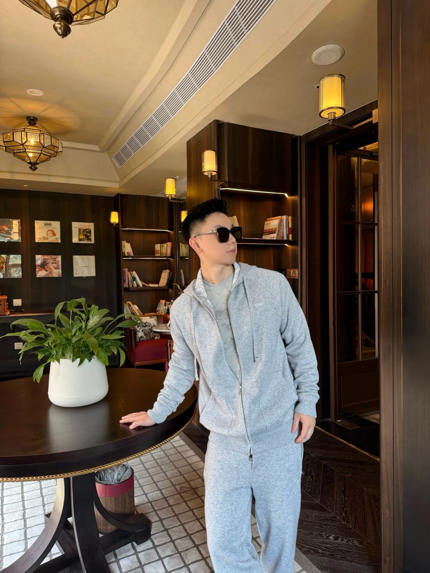 Dior/Dionelli Jacquard Blend Hooded Sweatshirt Jacket