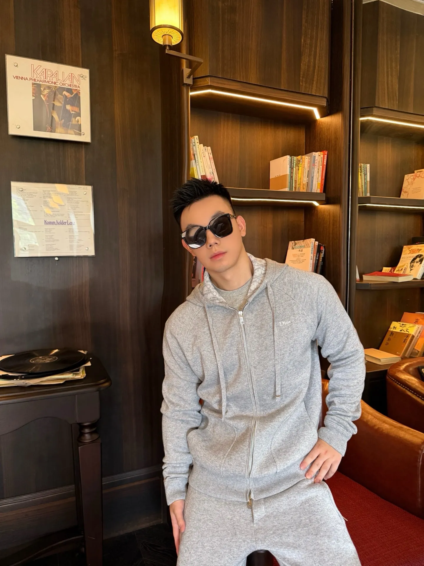 Dior/Dionelli Jacquard Blend Hooded Sweatshirt Jacket