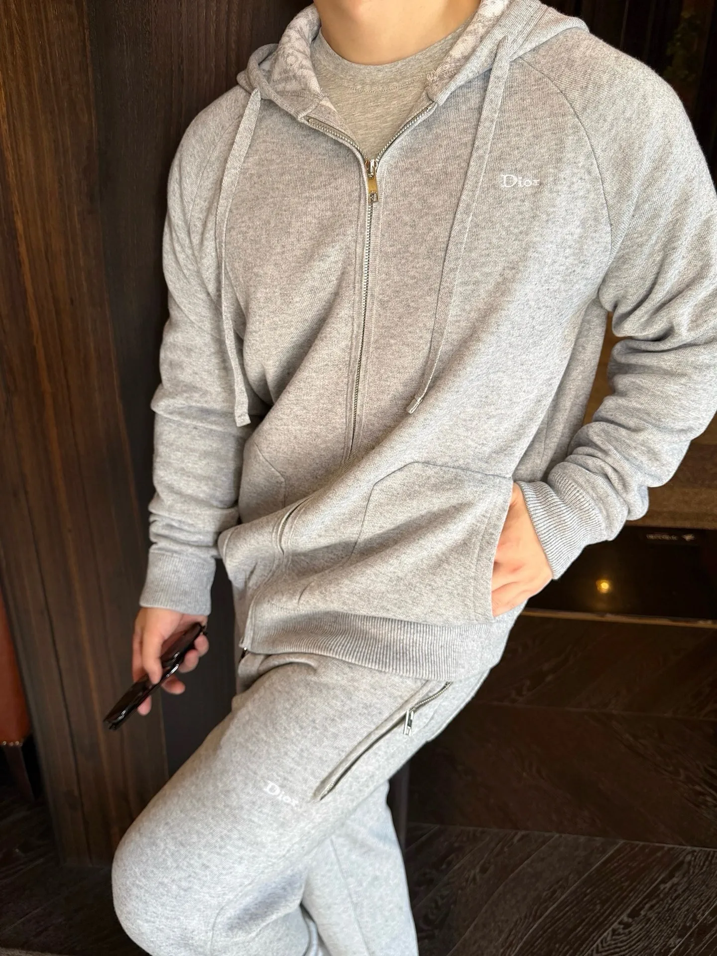 Dior/Dionelli Jacquard Blend Hooded Sweatshirt Jacket