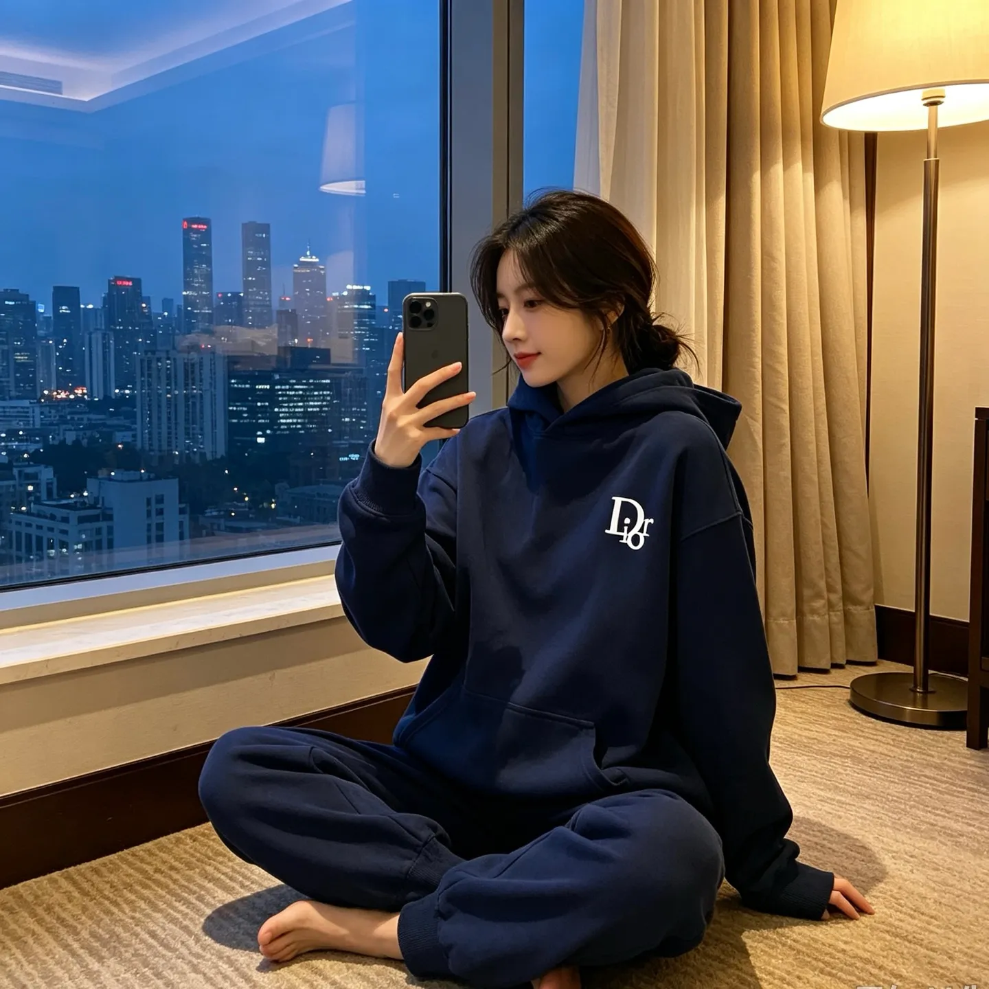 Dior/Dior old flower bee letter embroidered hooded sweatshirt