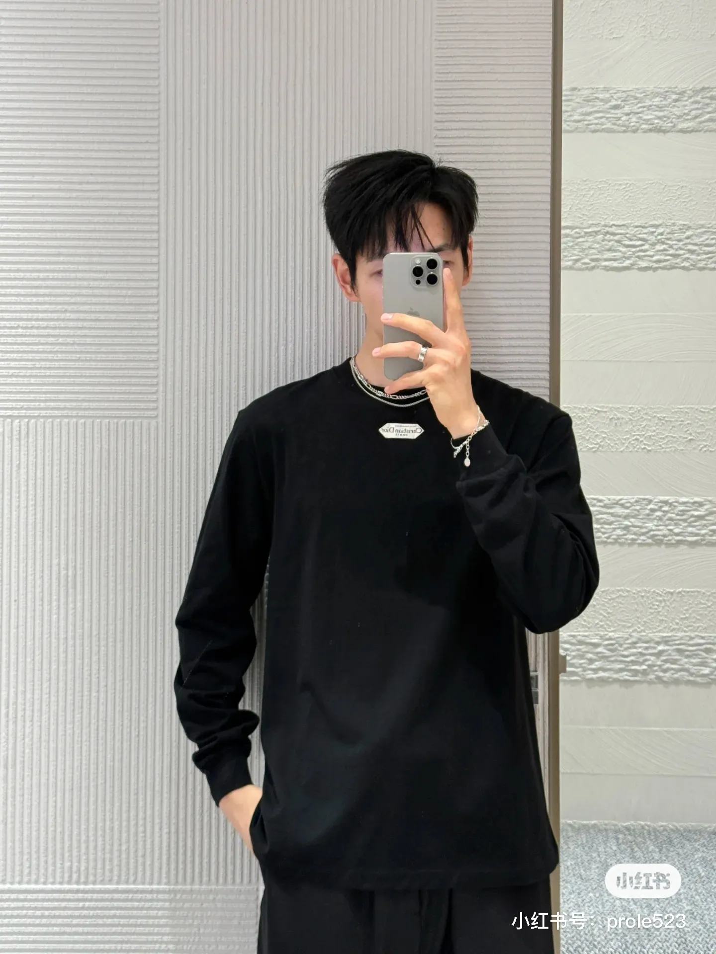 Dior/Dior 26Fw Neck Label Long Sleeve T-Shirt