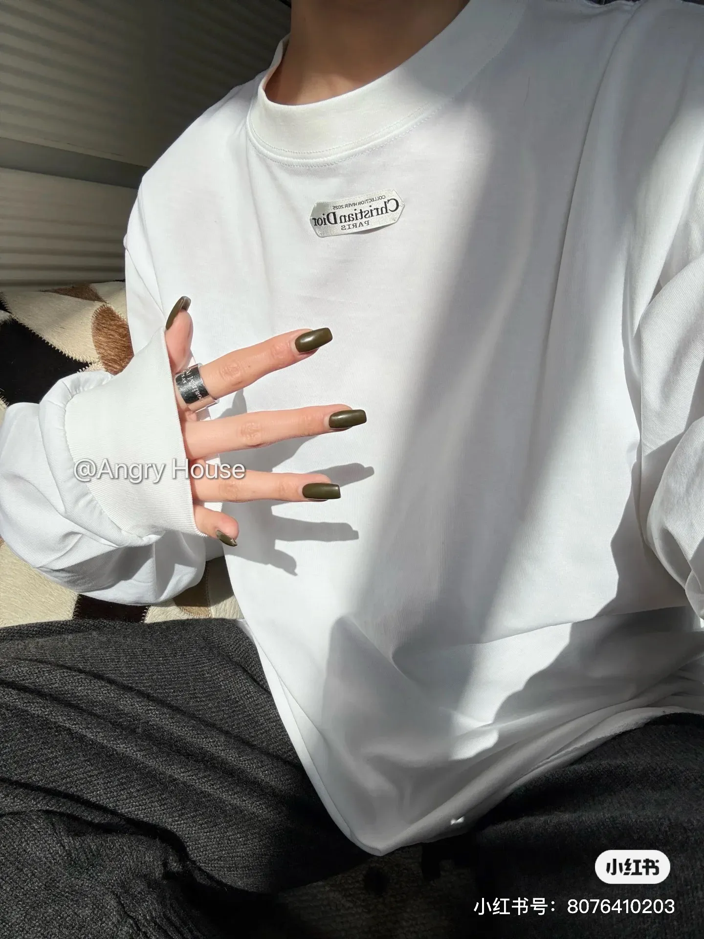 Dior/Dior 26Fw Neck Label Long Sleeve T-Shirt