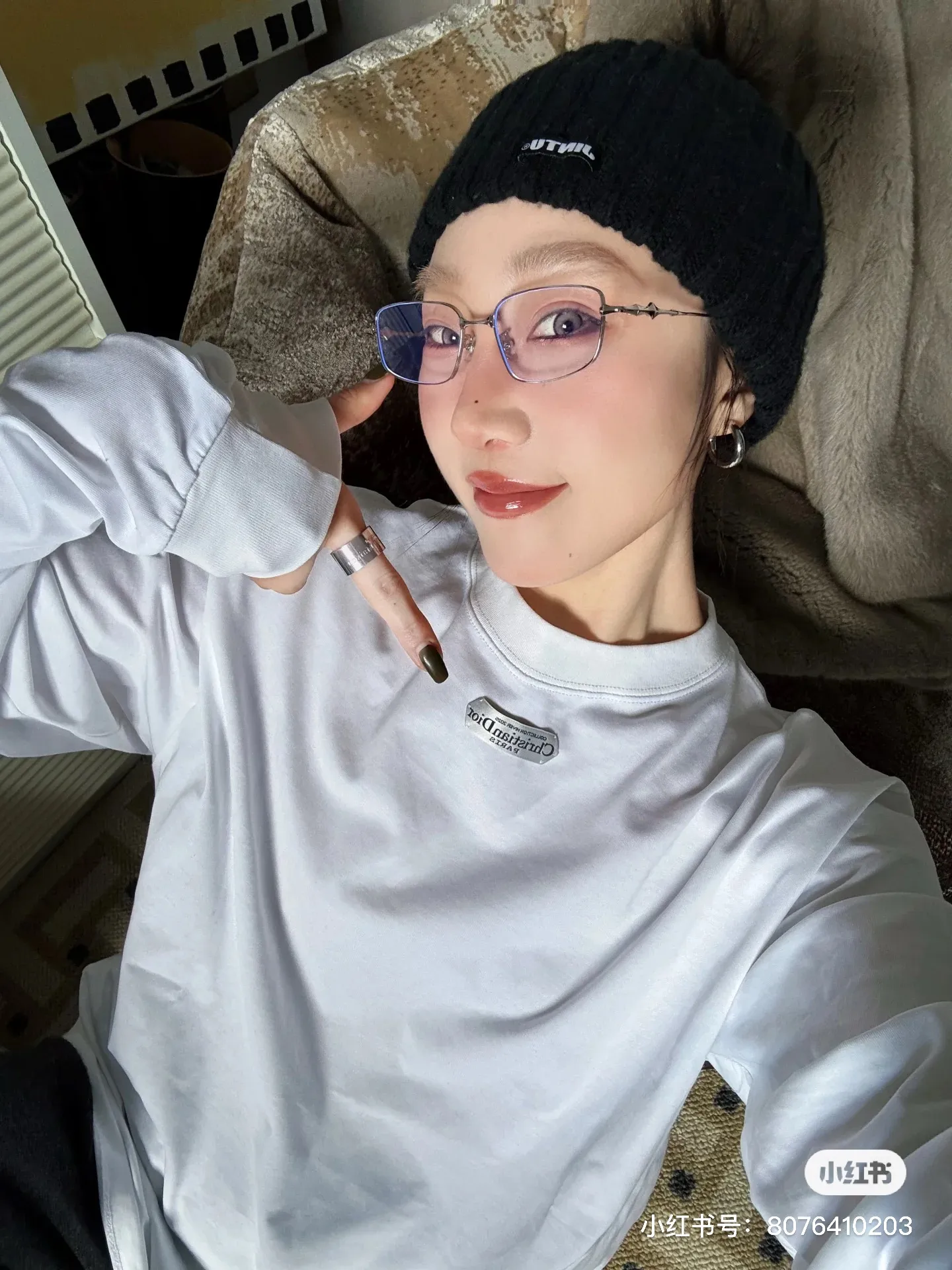 Dior/Dior 26Fw Neck Label Long Sleeve T-Shirt