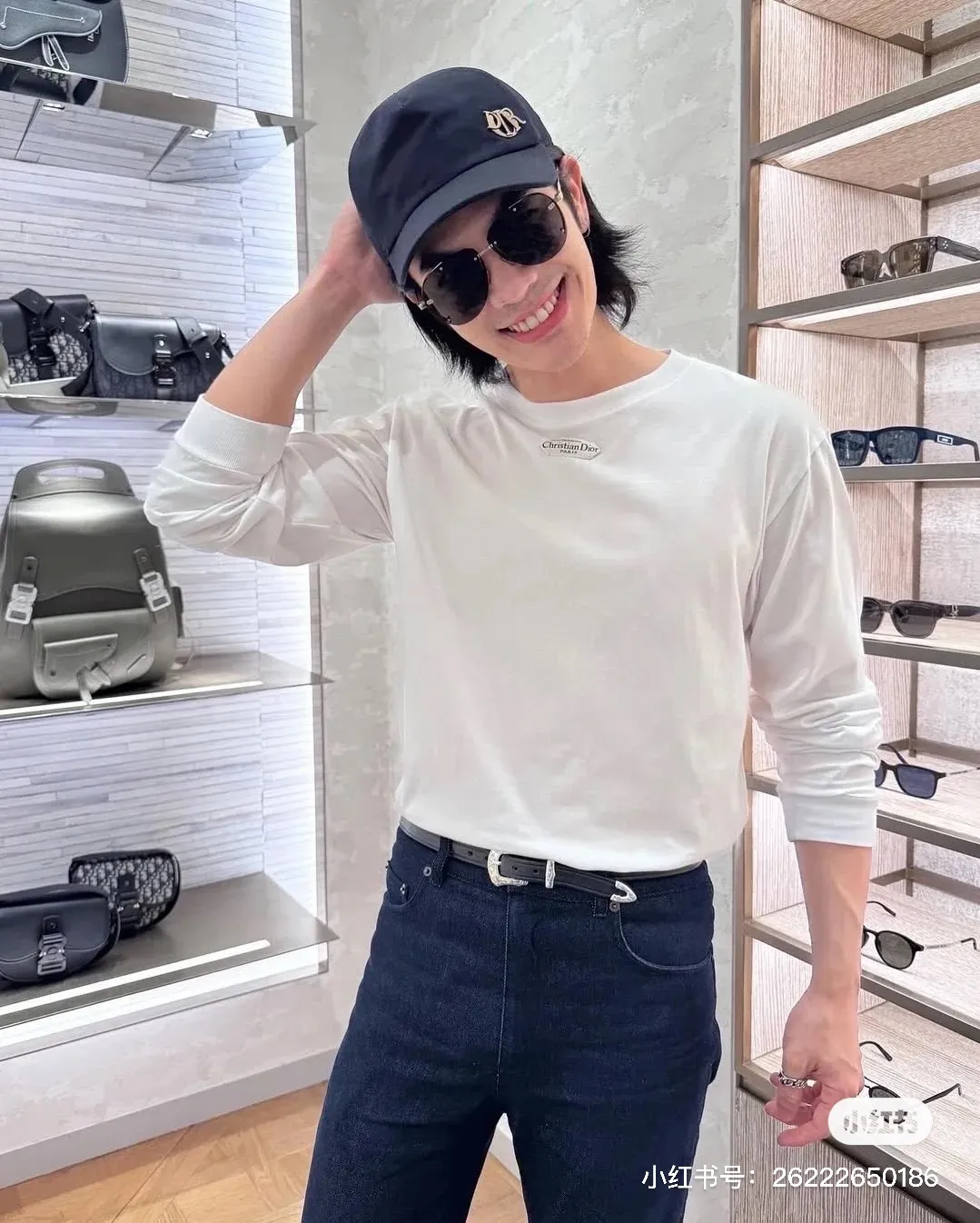 Dior/Dior 26Fw Neck Label Long Sleeve T-Shirt