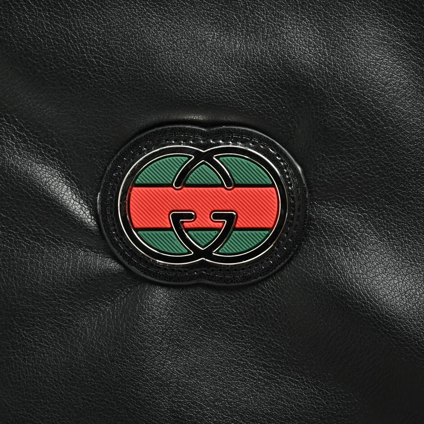 Gucci/Gucci Classic red and green webbing lapel leather jacket