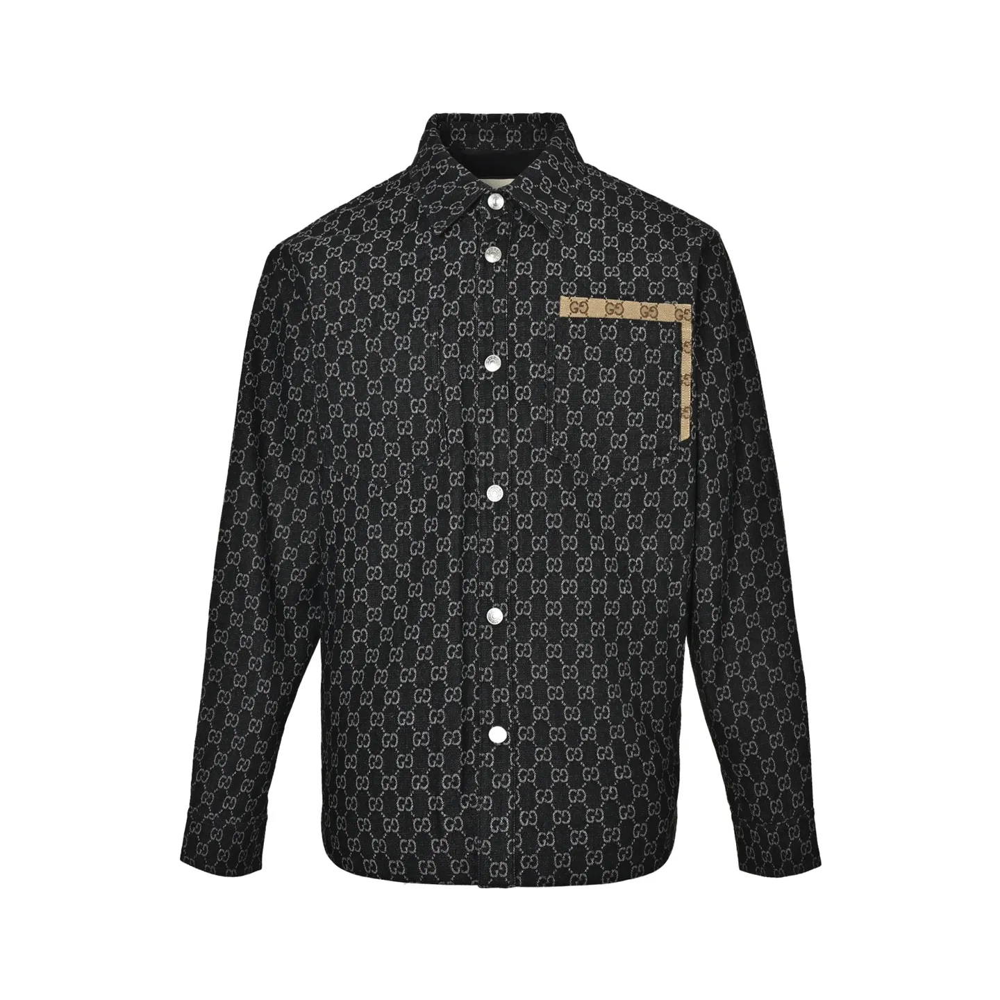 Gucci/Gucci Retro jacquard contrast pocket long-sleeved shirt jacket