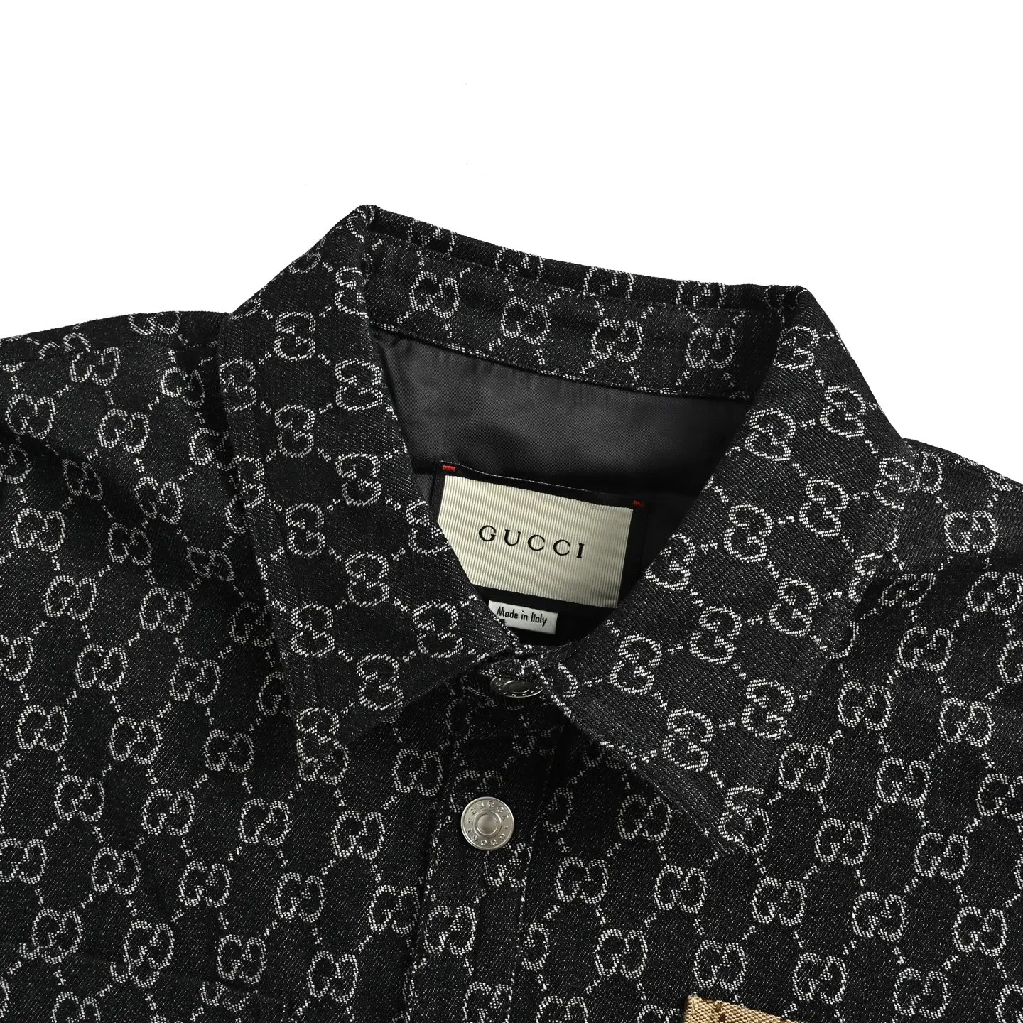 Gucci/Gucci Retro jacquard contrast pocket long-sleeved shirt jacket