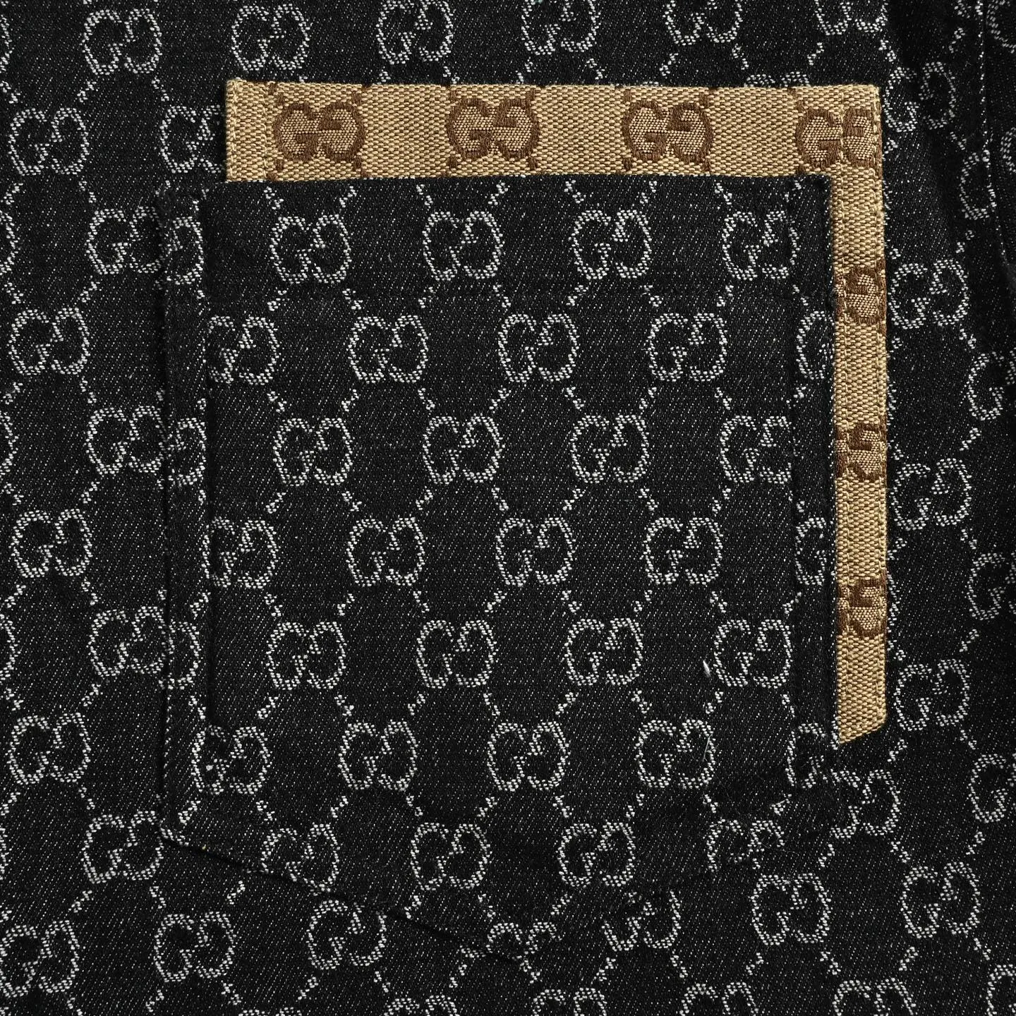 Gucci/Gucci Retro jacquard contrast pocket long-sleeved shirt jacket