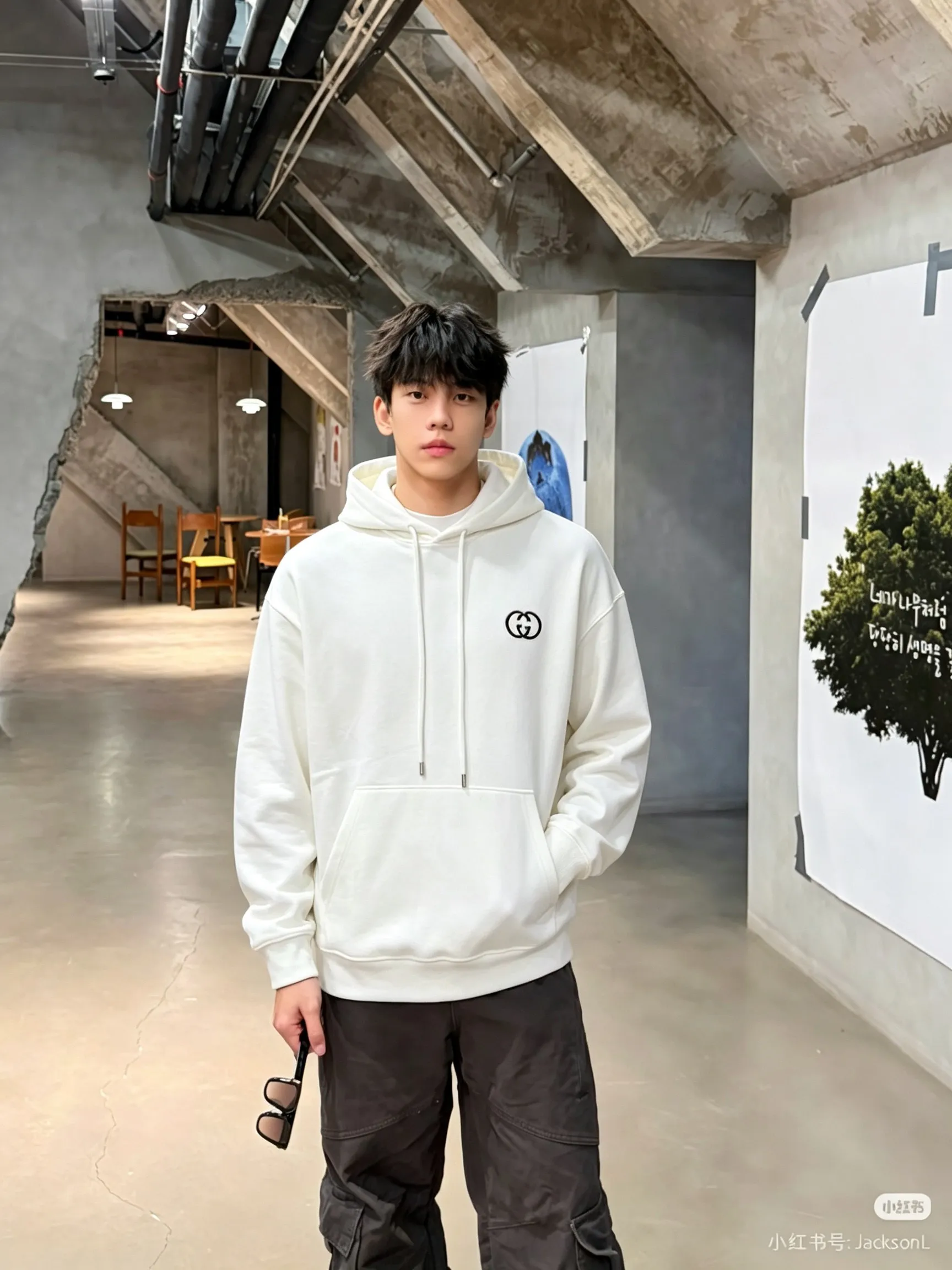 Gucci/Gucci three-dimensional embroidered Double G hooded sweatshirt