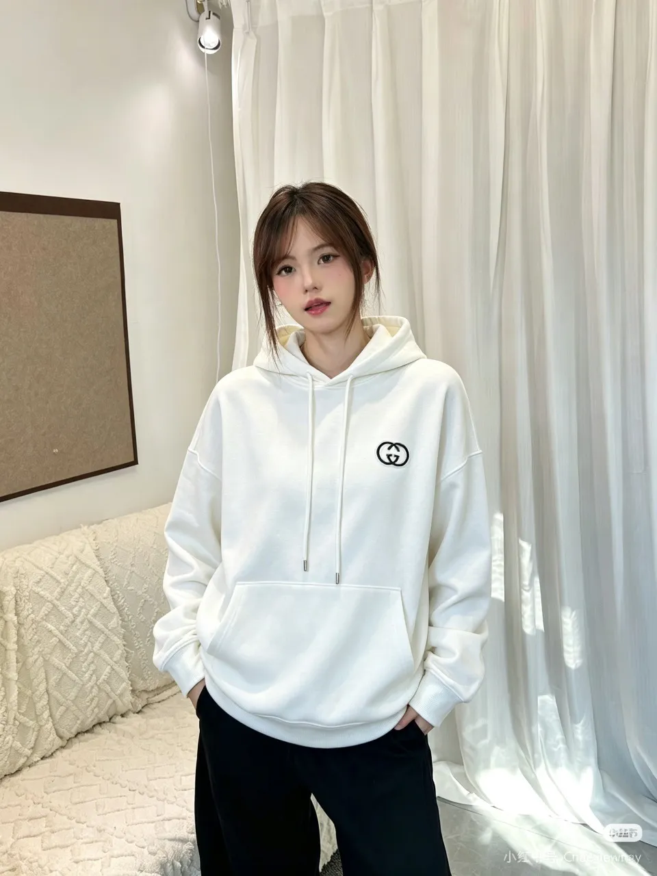 Gucci/Gucci three-dimensional embroidered Double G hooded sweatshirt