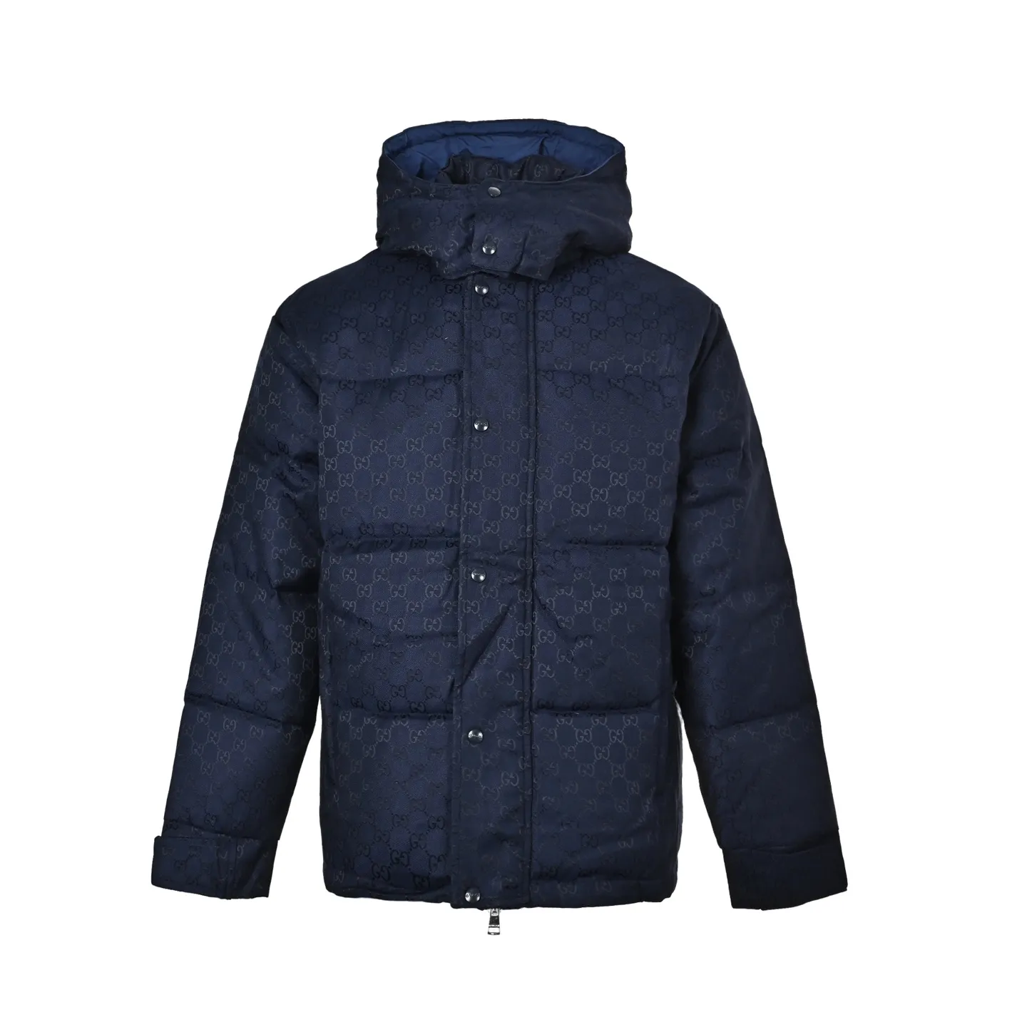 Gucci/Gucci Navy Blue all-over printed jacquard down jacket