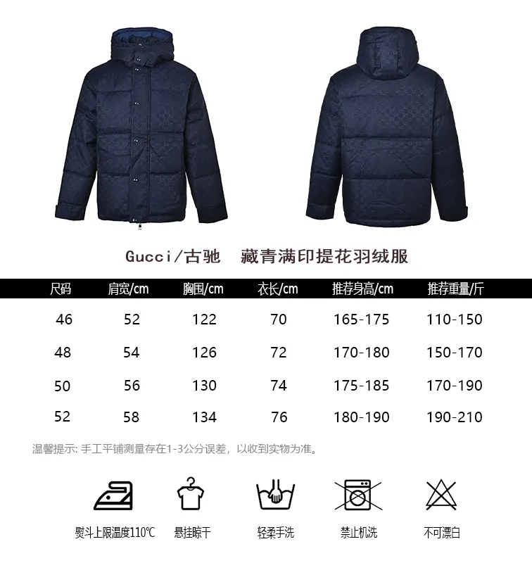 Gucci/Gucci Navy Blue all-over printed jacquard down jacket