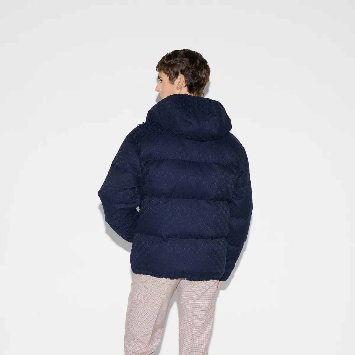 Gucci/Gucci Navy Blue all-over printed jacquard down jacket