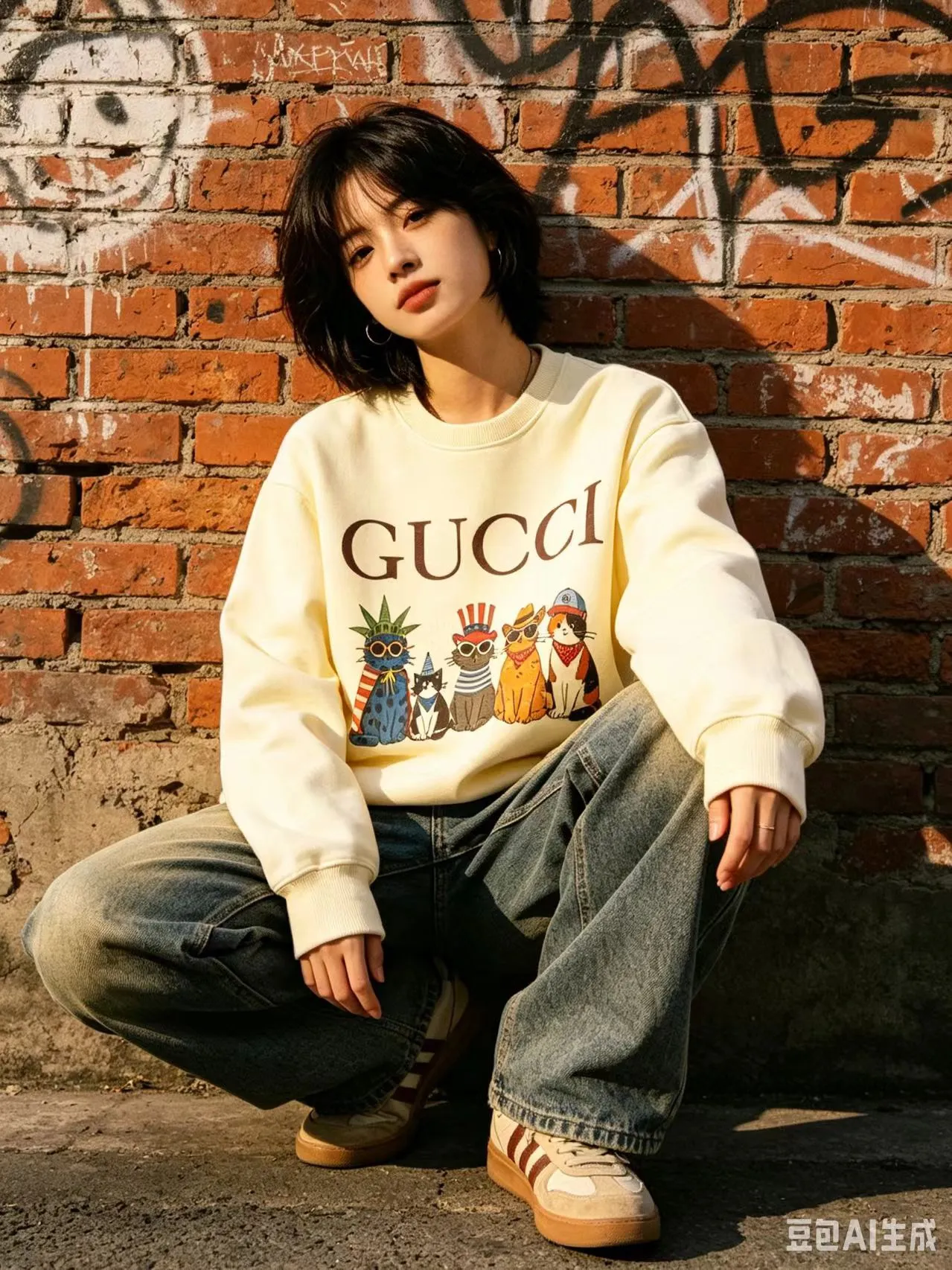 Gucci/Gucci Fun Cartoon Series Printed Round Neck Sweatshirt