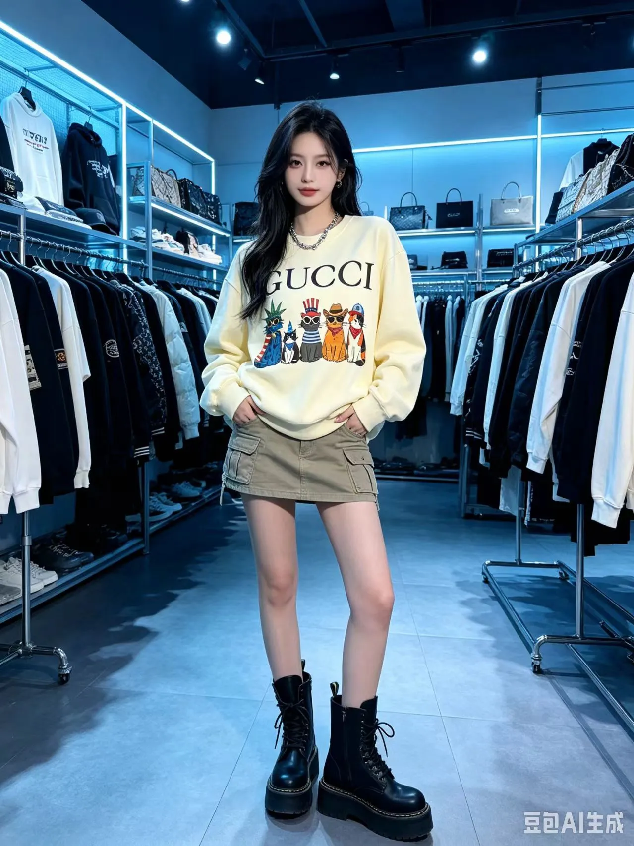 Gucci/Gucci Fun Cartoon Series Printed Round Neck Sweatshirt