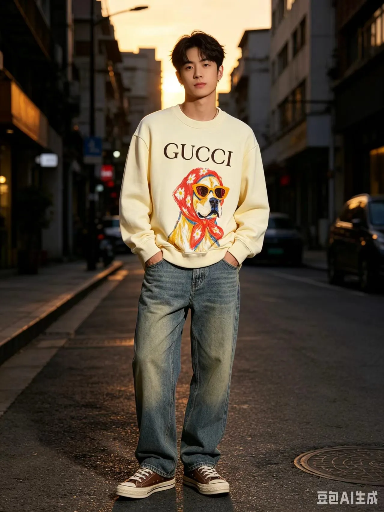 Gucci/Gucci Fun Cartoon Series Printed Round Neck Sweatshirt