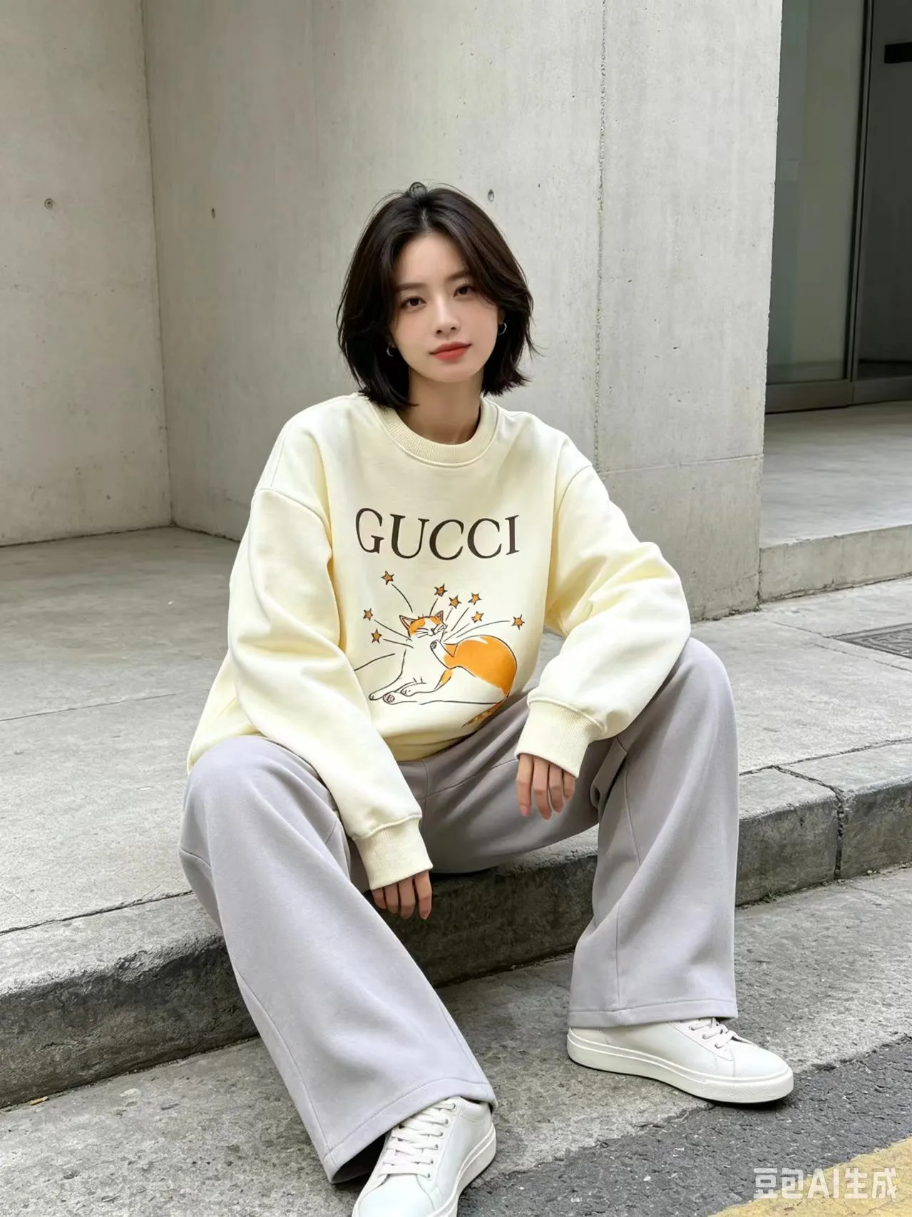 Gucci/Gucci Fun Cartoon Series Printed Round Neck Sweatshirt