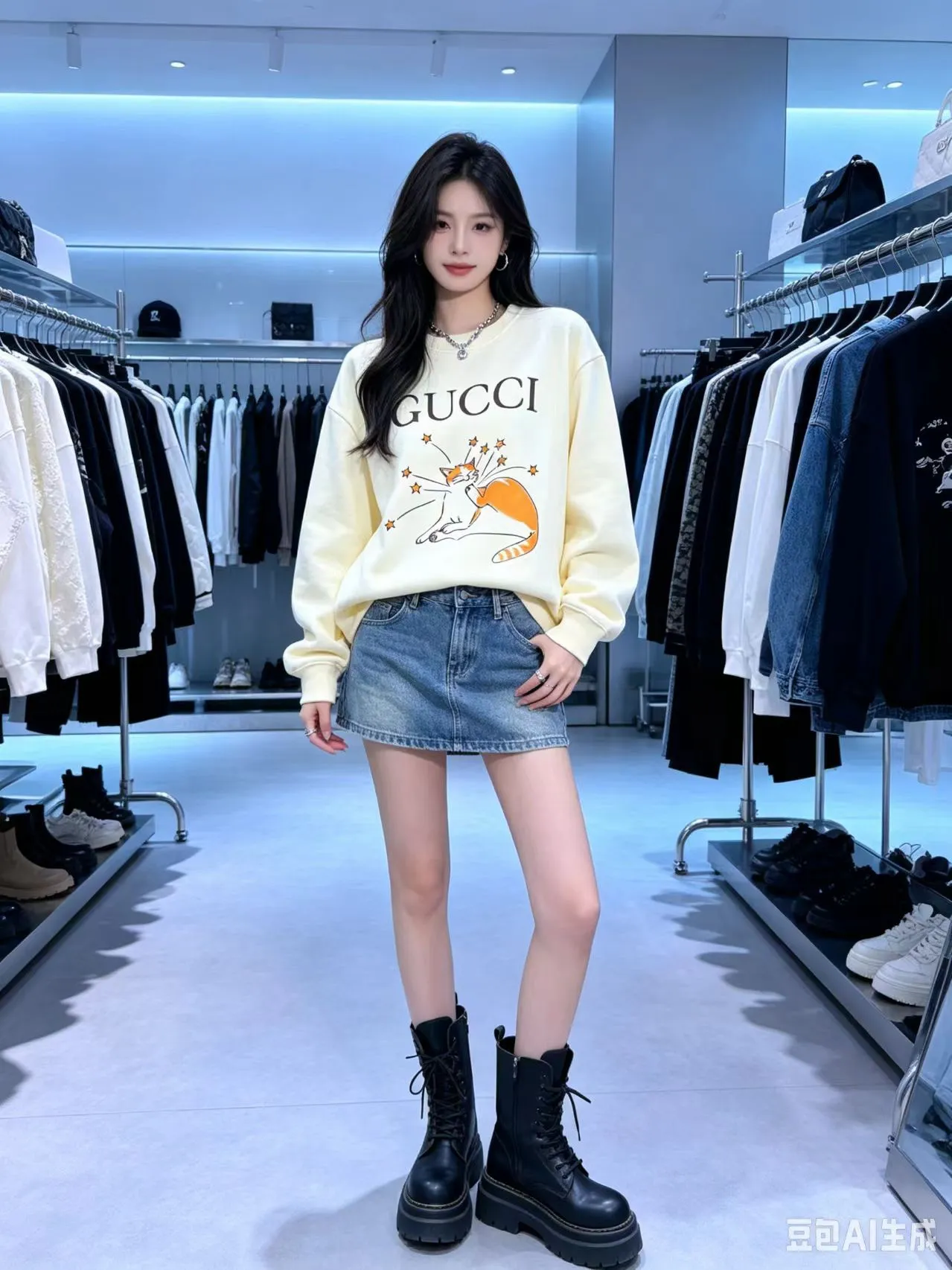 Gucci/Gucci Fun Cartoon Series Printed Round Neck Sweatshirt
